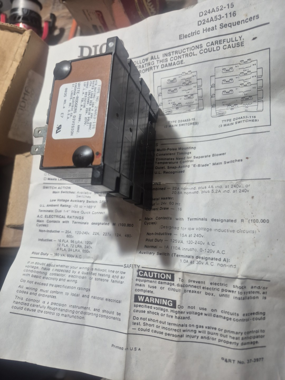 D 25A-53-116 Sequencer, 3 Main Switches