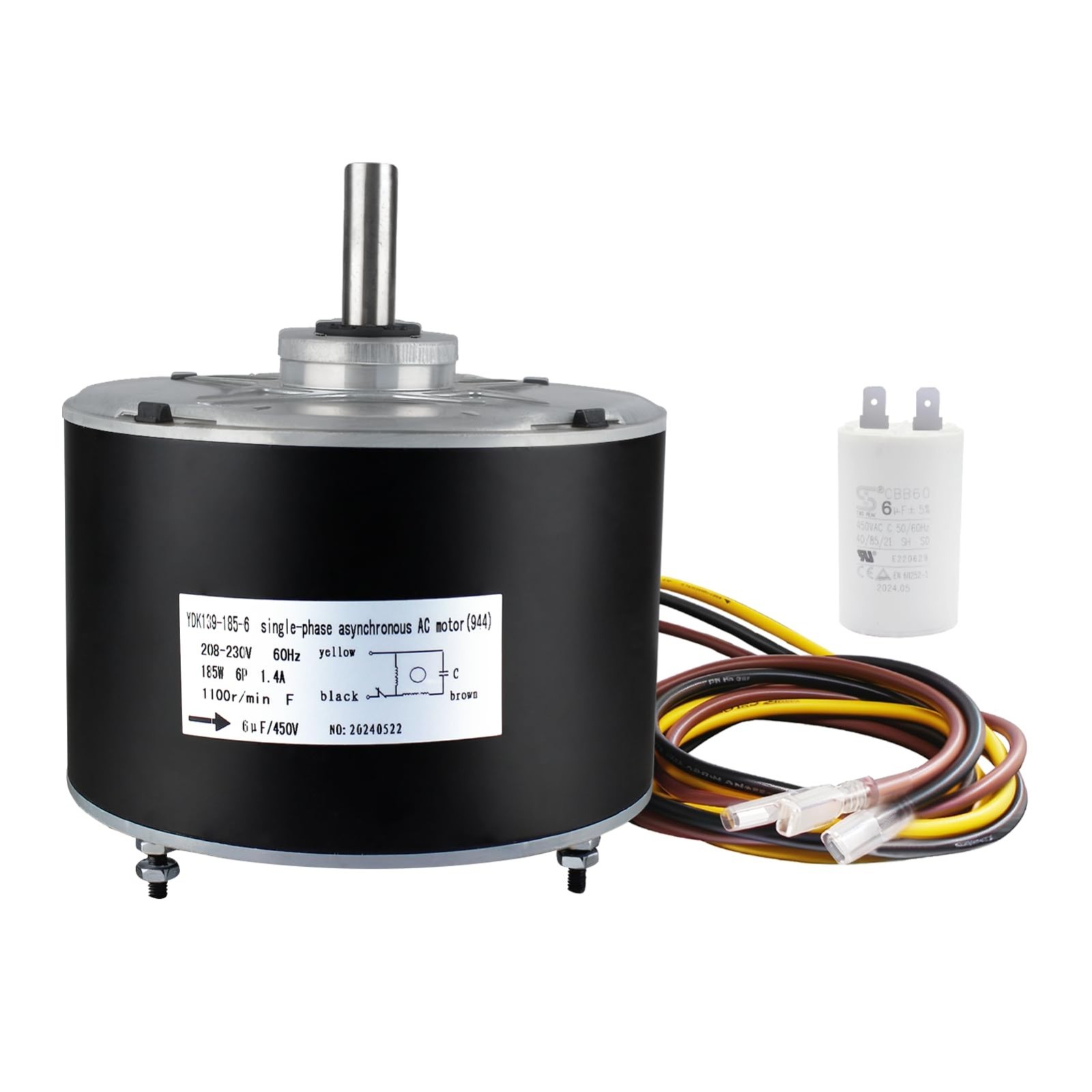 1/4 HP Condenser Fan Motor 1100 RPM 48 Frame 208-230V 1.4A for HVAC Systems