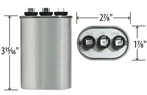 40 + 5 uf MFD x 370 VAC # 97F9840 Dual Oval Capacitor replaces GE GENTEQ