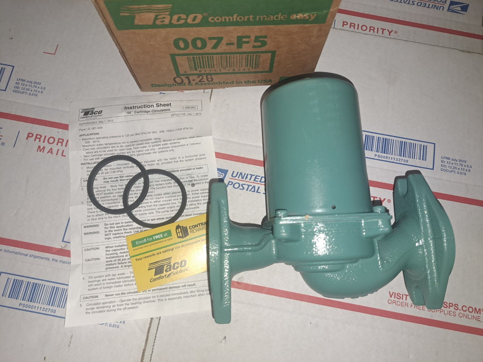 NEW TACO 007-F5 CARTRIDGE CIRCULATOR PUMP – 2026 Model F4 F3