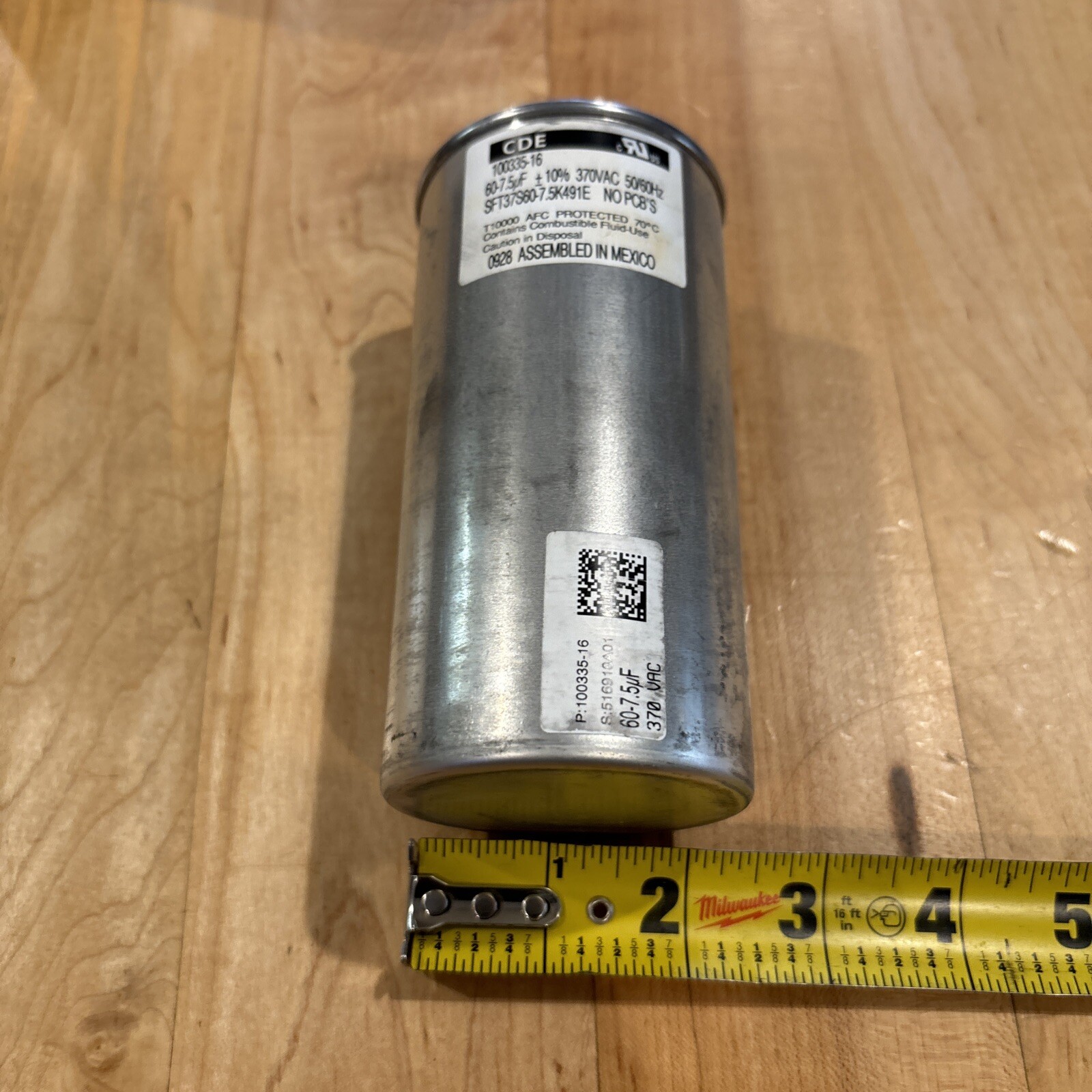 CDE 89M84 Dual Run Capacitor 60-7.5 370 VAC 50/60 Hz Assembled Mexico