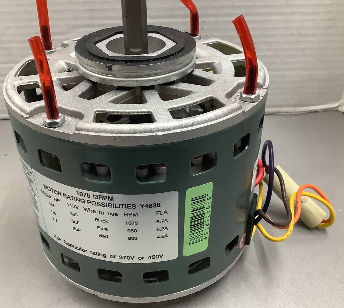 First Choice Y4638 AC Furnace Blower Motor 1/3HP 1075RPM 115V (R106)