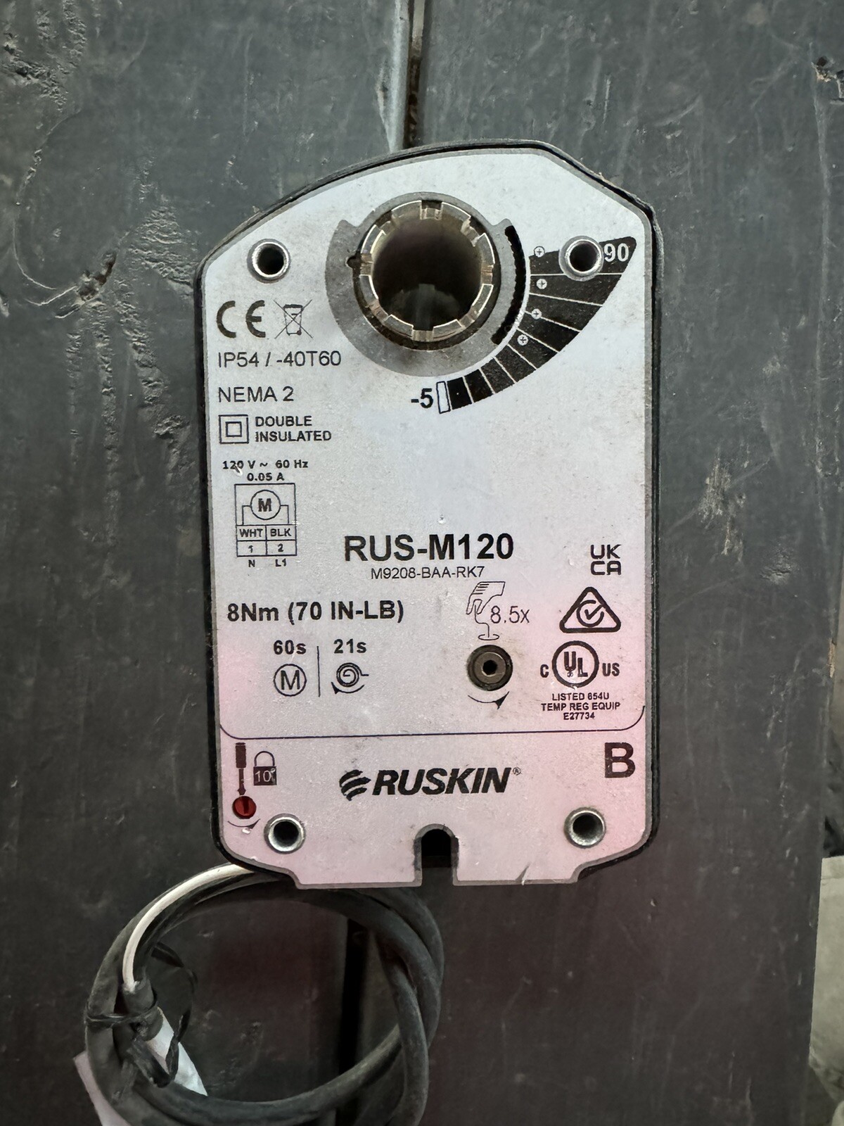 RUSKIN RUS-M120 / M9208-BAA-RK7 ACTUATOR 8nM – 70 IN-LBS