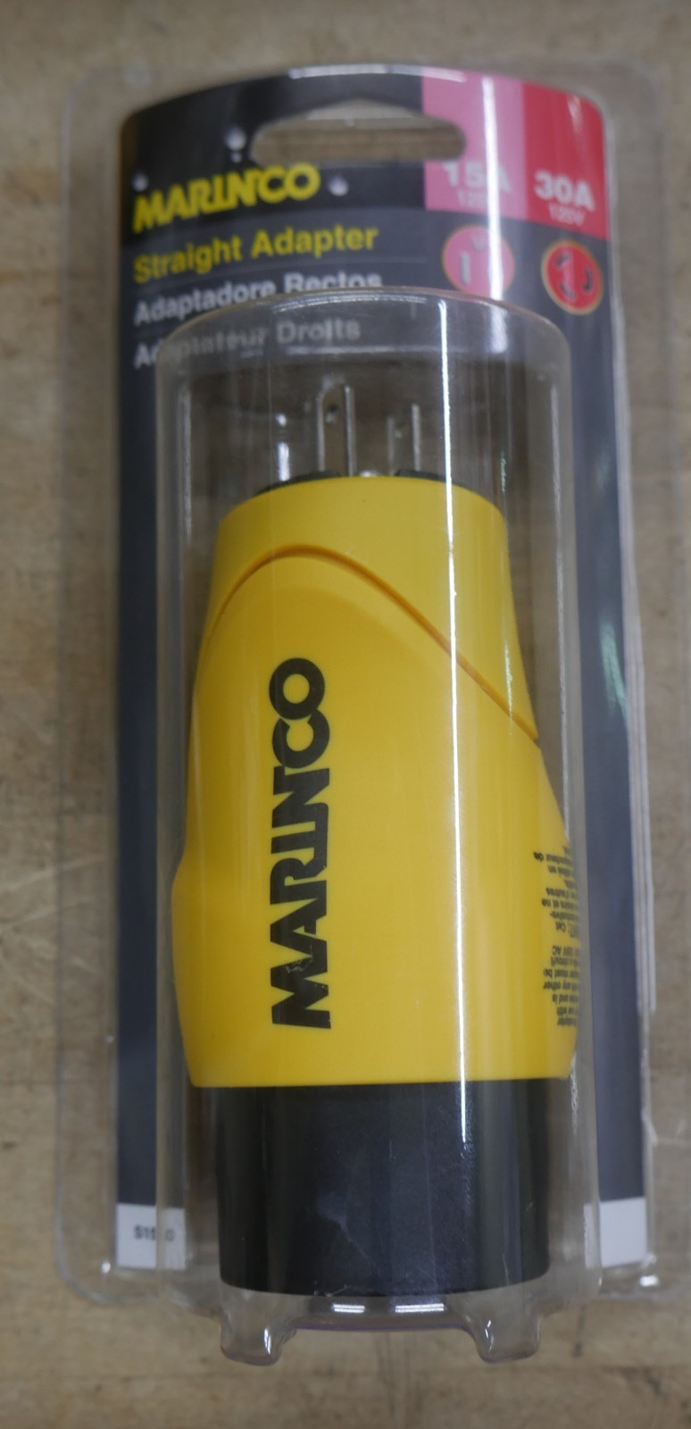 Marinco Shore Power Adapter S15-30, 30A Boat to 15A Dock, Straight Adapter