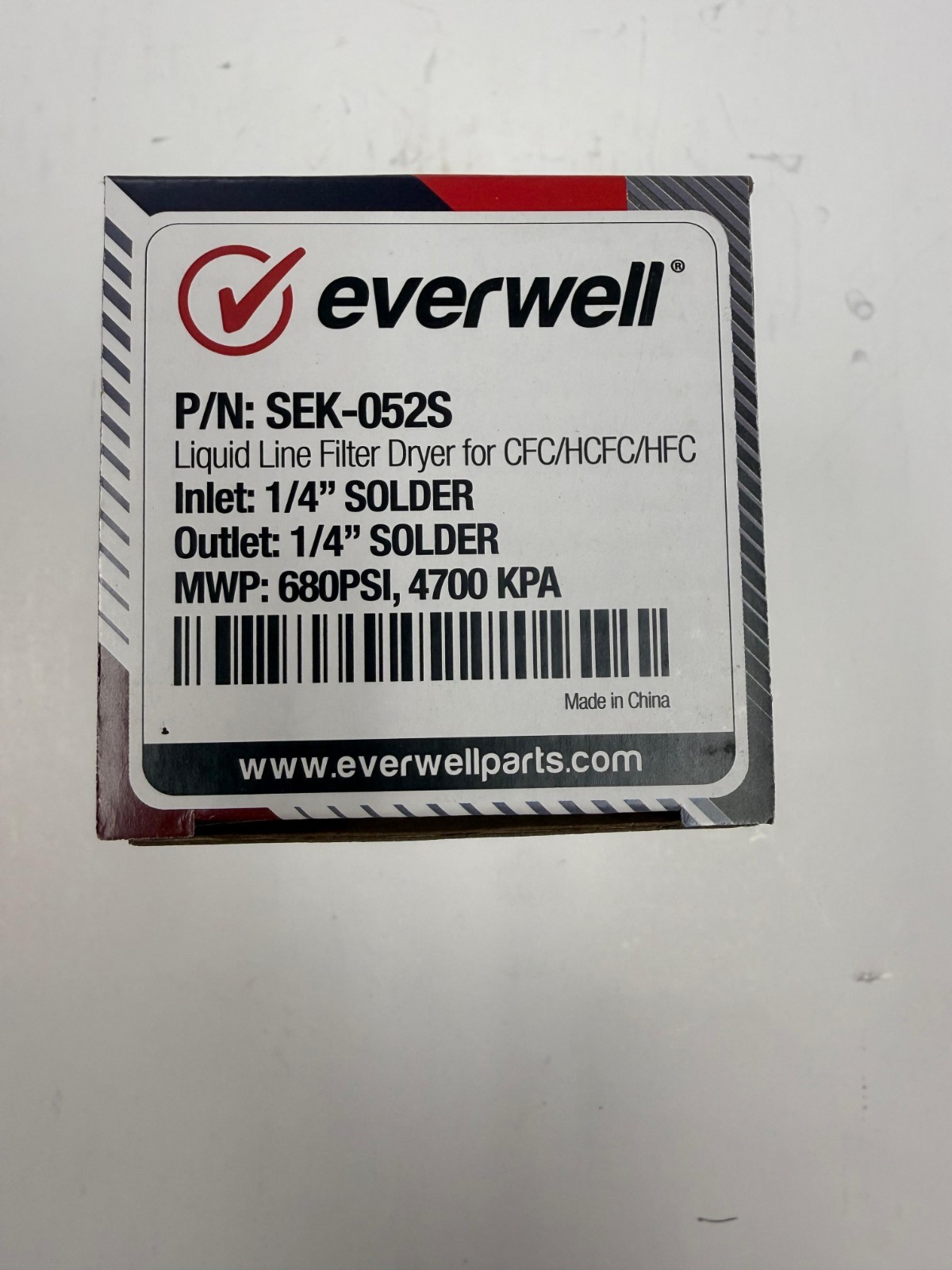 Everwell SEK-052S Liquid Line Filter Dryer for CFC/HCFC/HFC
