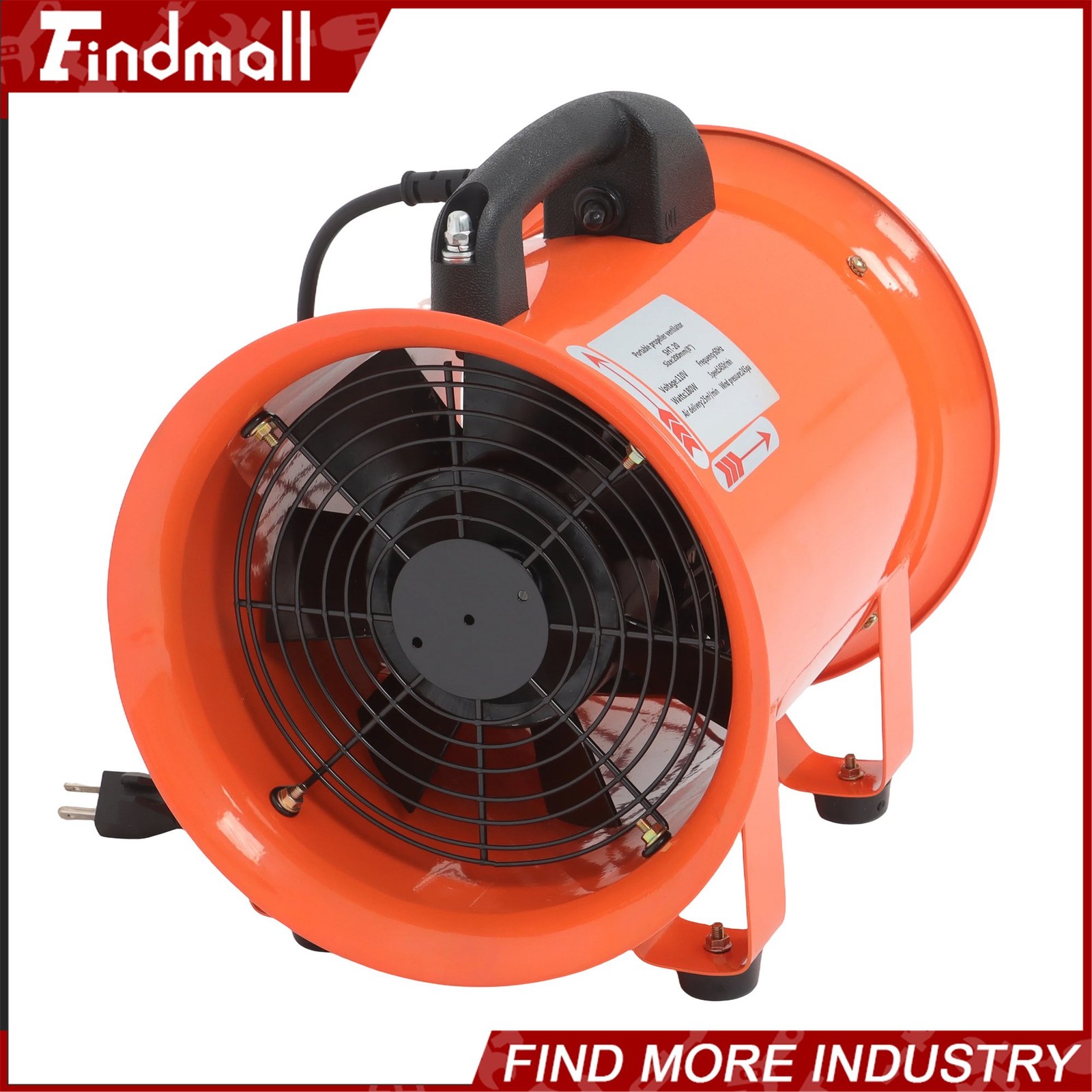 Findmall 8 Inch Portable Blower Fan 180W 900CFM 3450RPM with 33 Ft Duct Hose