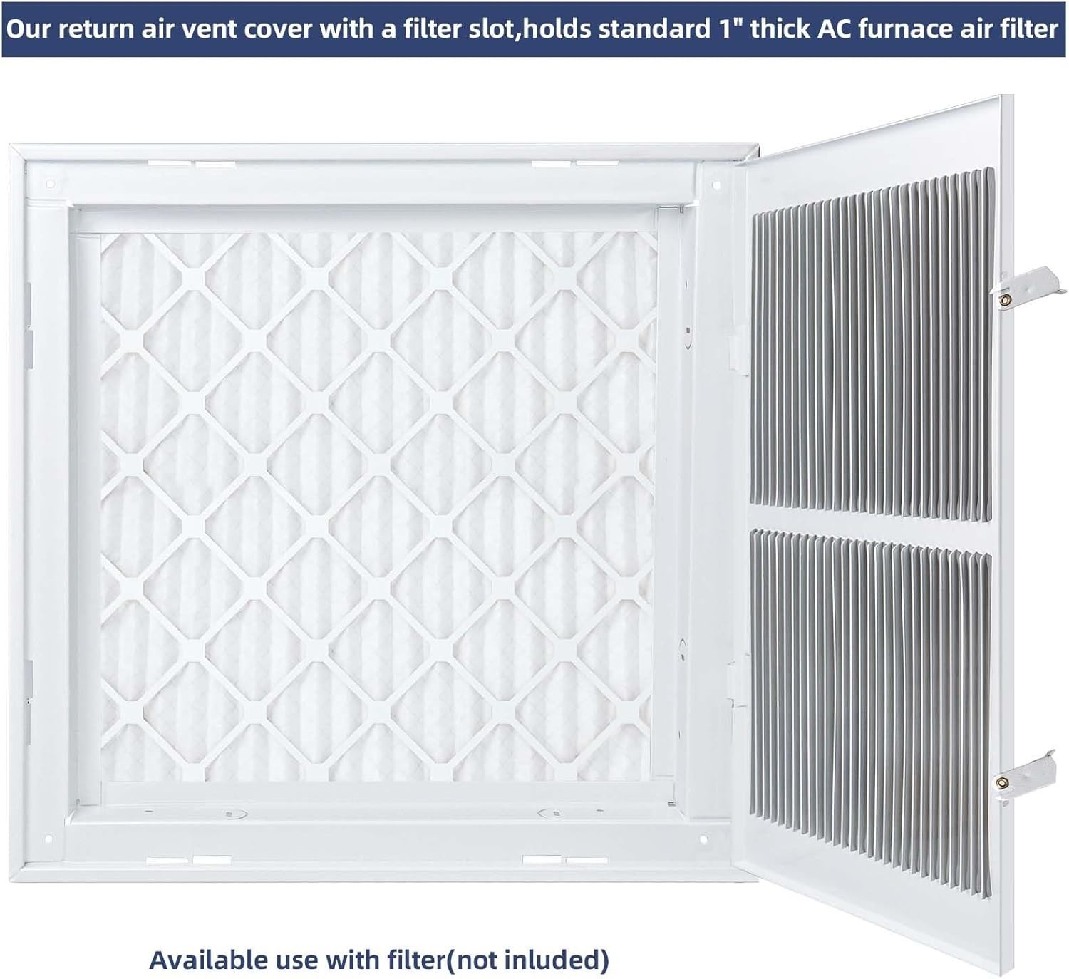 16 x 16 Inch Steel Return Air Vent Cover, Duct Opening 16 x 16”, holds 1″ filter