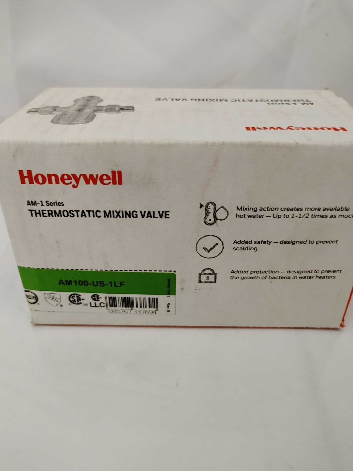 Honeywell Home AM100-US-1LF 1/2″ Union Sweat Thermostatic Mixing – Brass