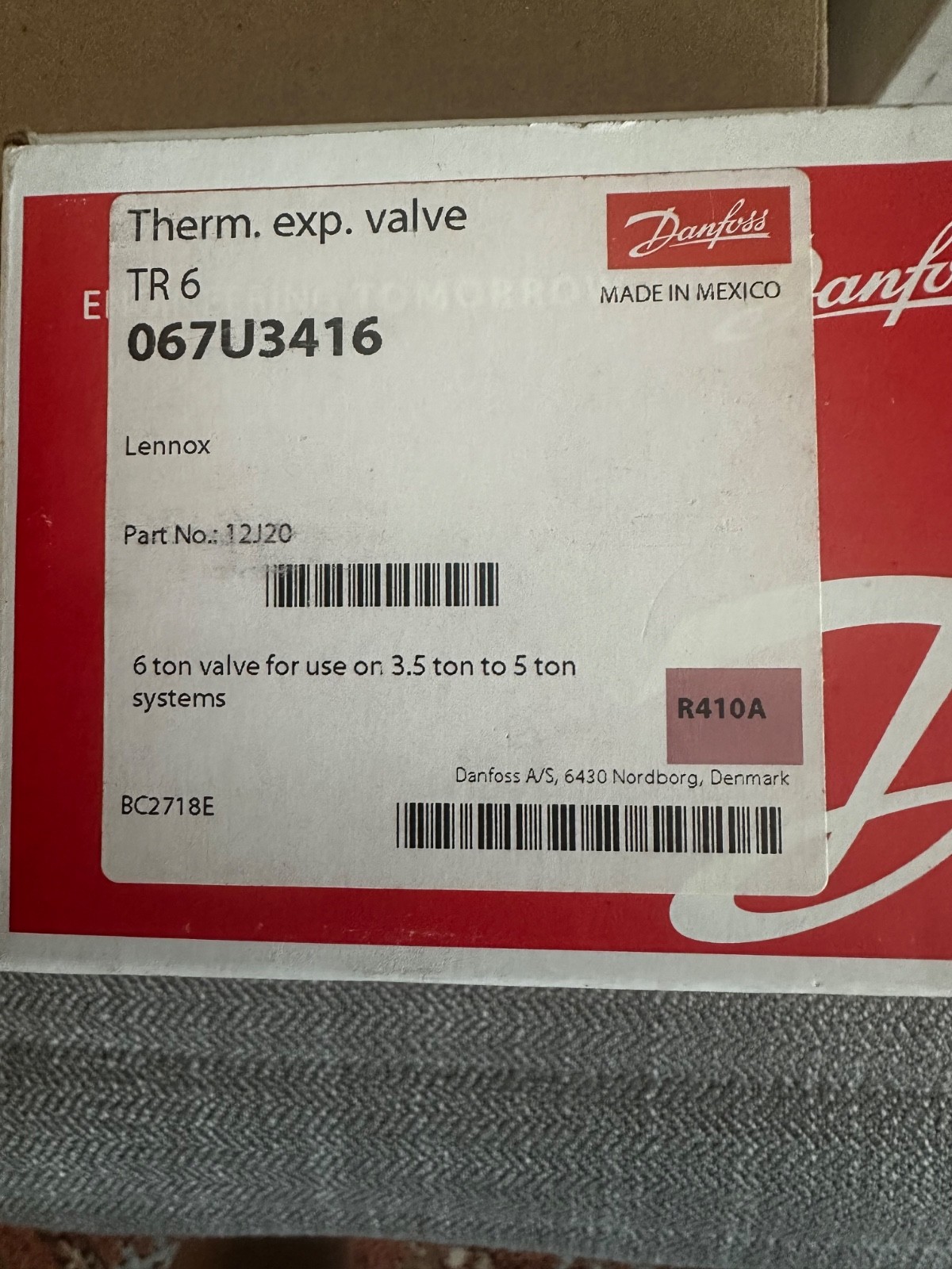 Lennox 12J20 TXV with Check Valve (R410A) *** FAST SHIPPING