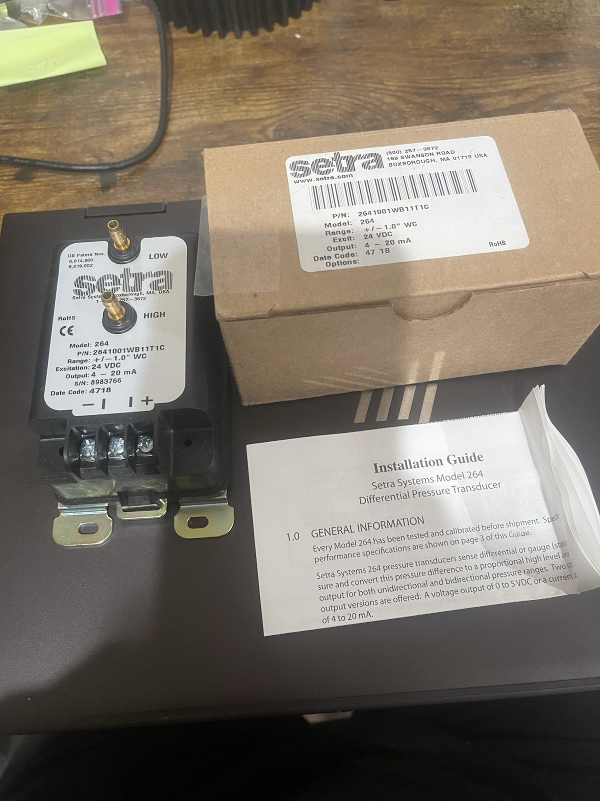Setra 2641001WB11T1C 264 Series Differential Pressure Transducer.