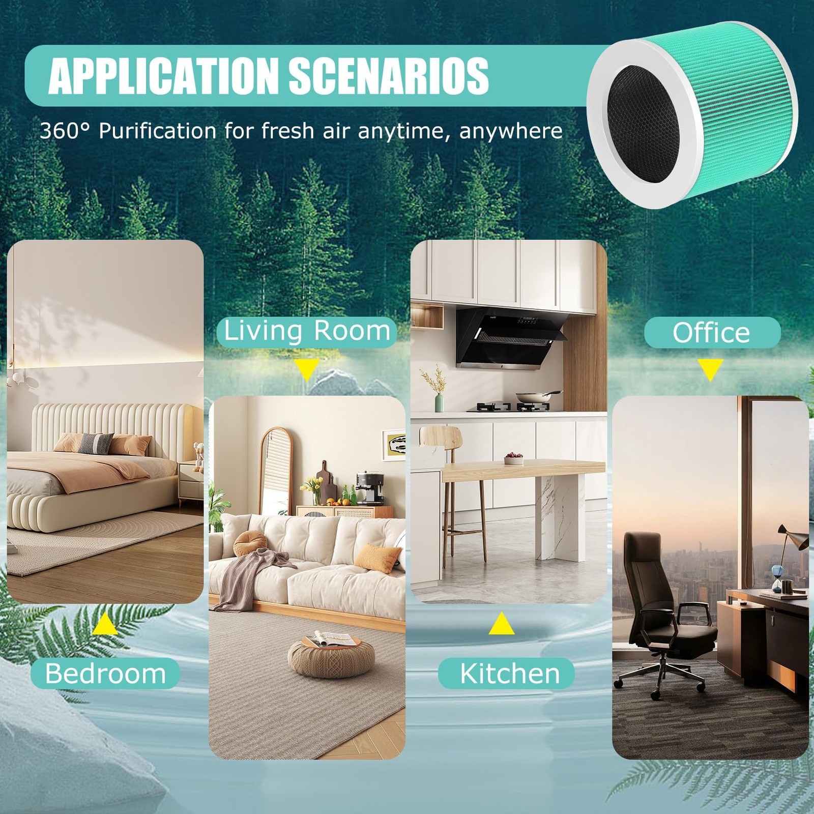 HY1800 H13 True HEPA Replacement Filter Compatible with Green