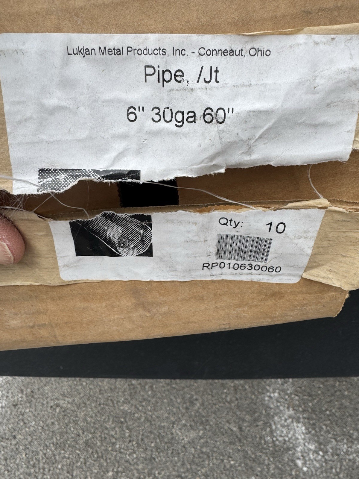 Box Of 10 Count 6″ x 60″ 30 Gauge Galvanized Duct Pipe.