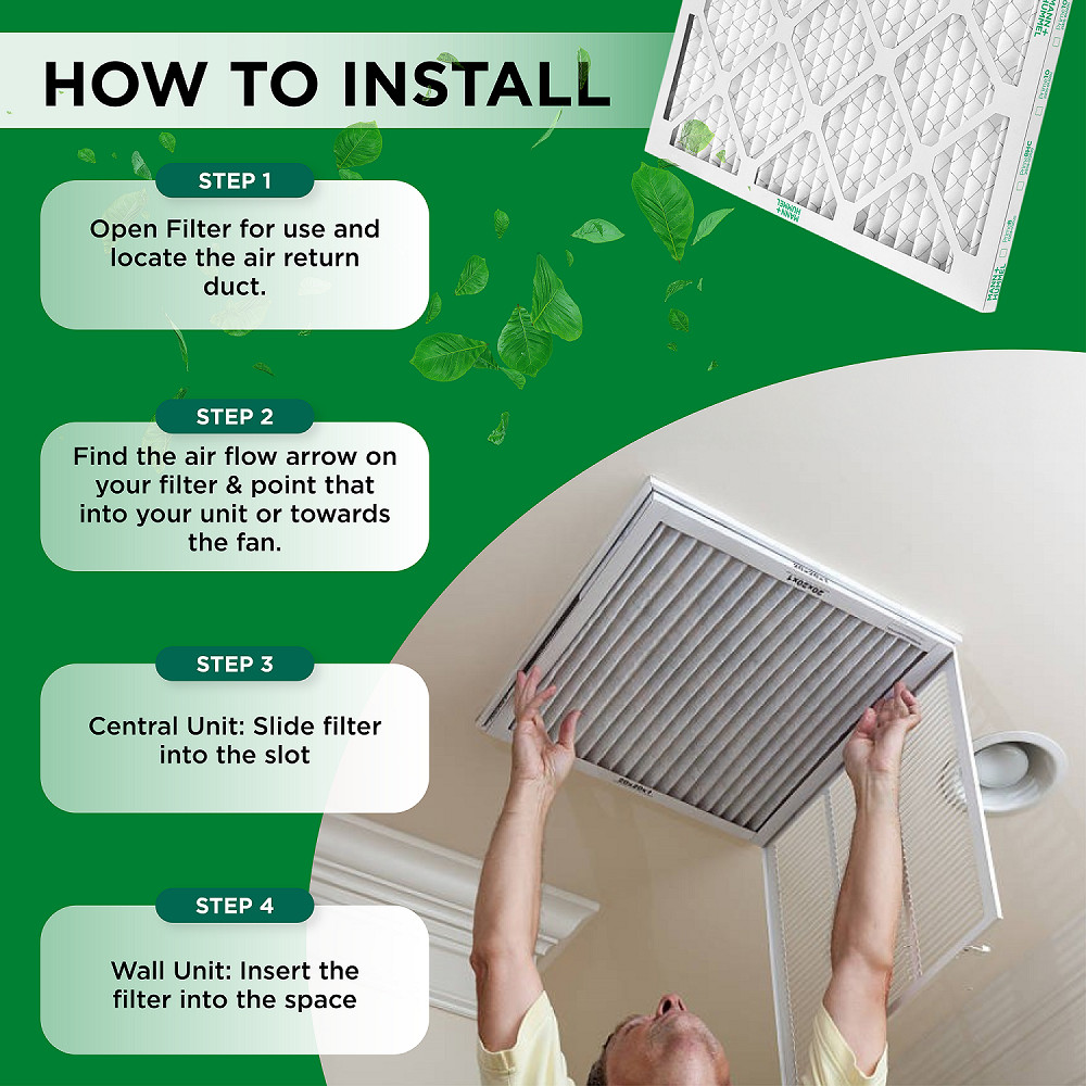 20x20x4 MERV 8 Pleated AC Furnace Air Filters. 4 Pack (Actual Depth: 3-3/4″)