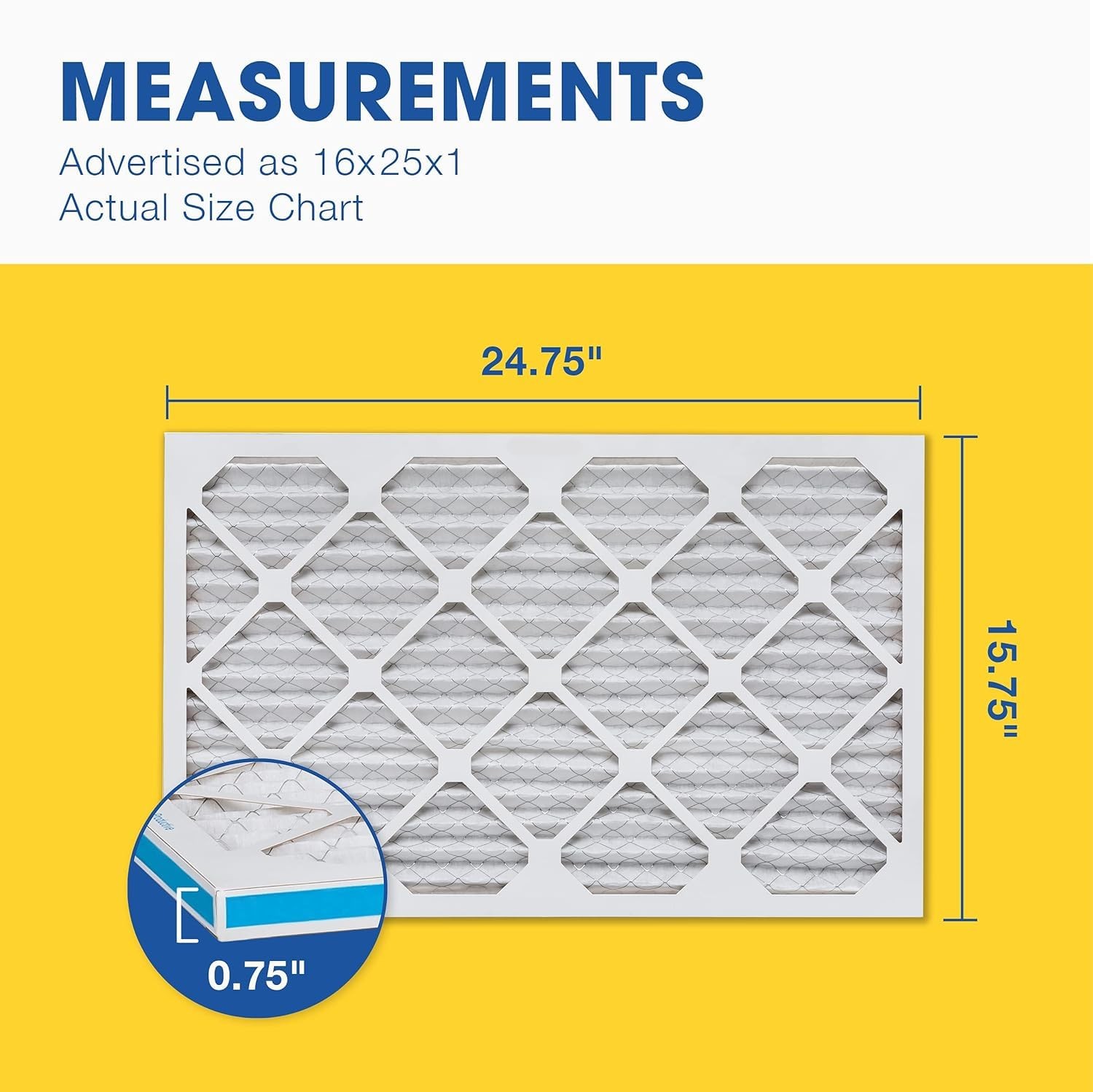 Aerostar 16X25X1 Merv 6 Pleated Air Filter Ac Furnace Air Filter 6 Pack Actual