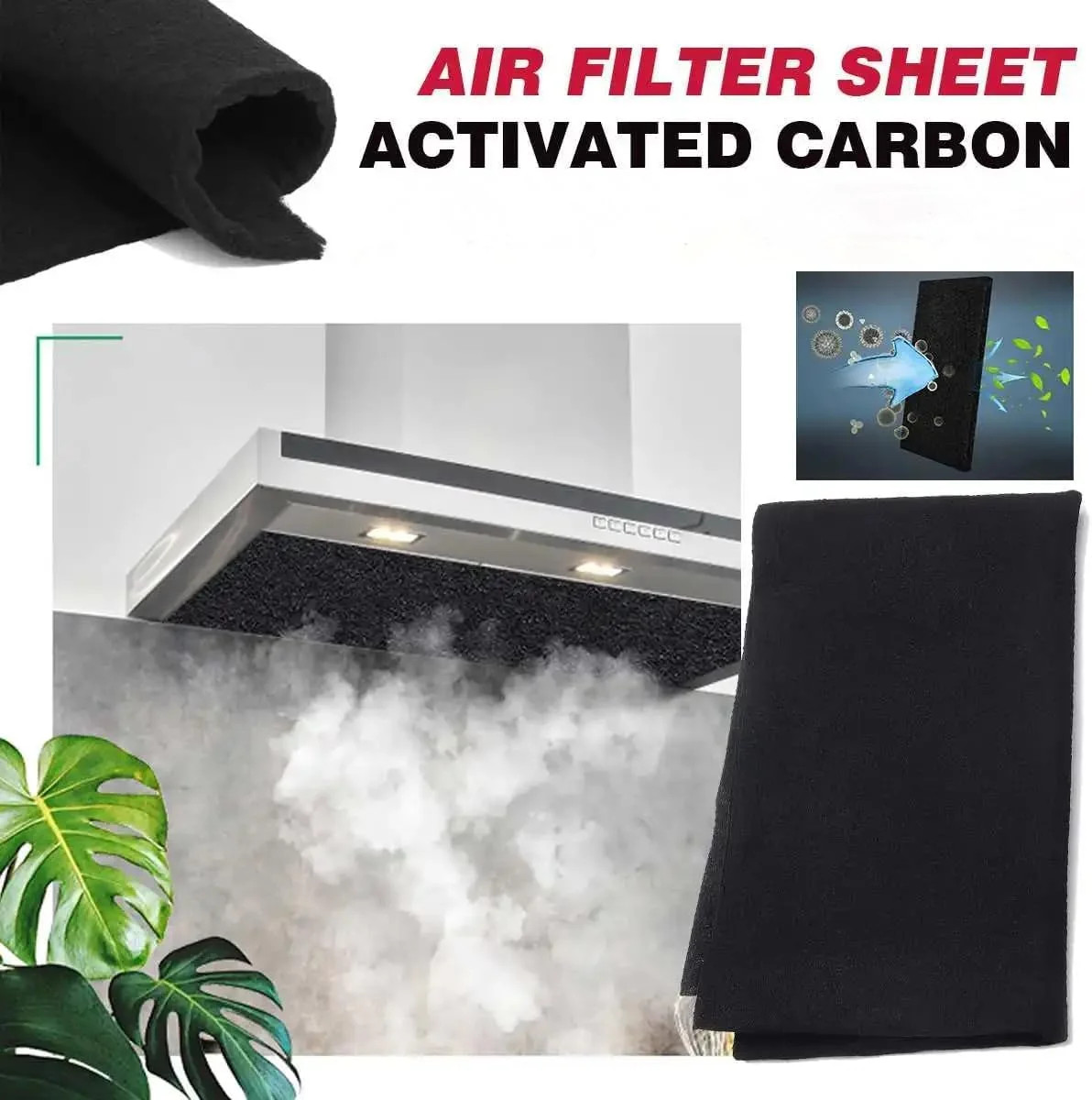 48 x 16 Inch Cut-to-Fit Activated Carbon Fabric Filter Sheet Charcoal Air Vent F