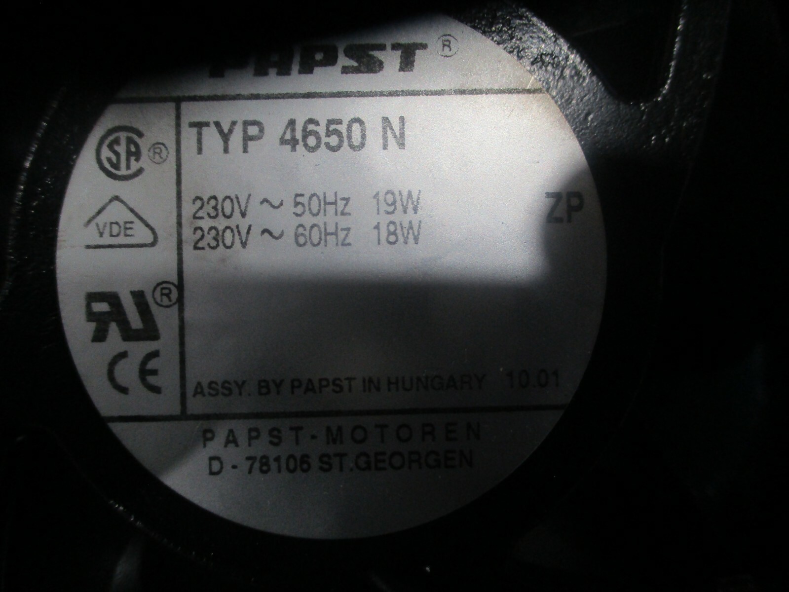 Papst Motoren Model: 4650 N Fan