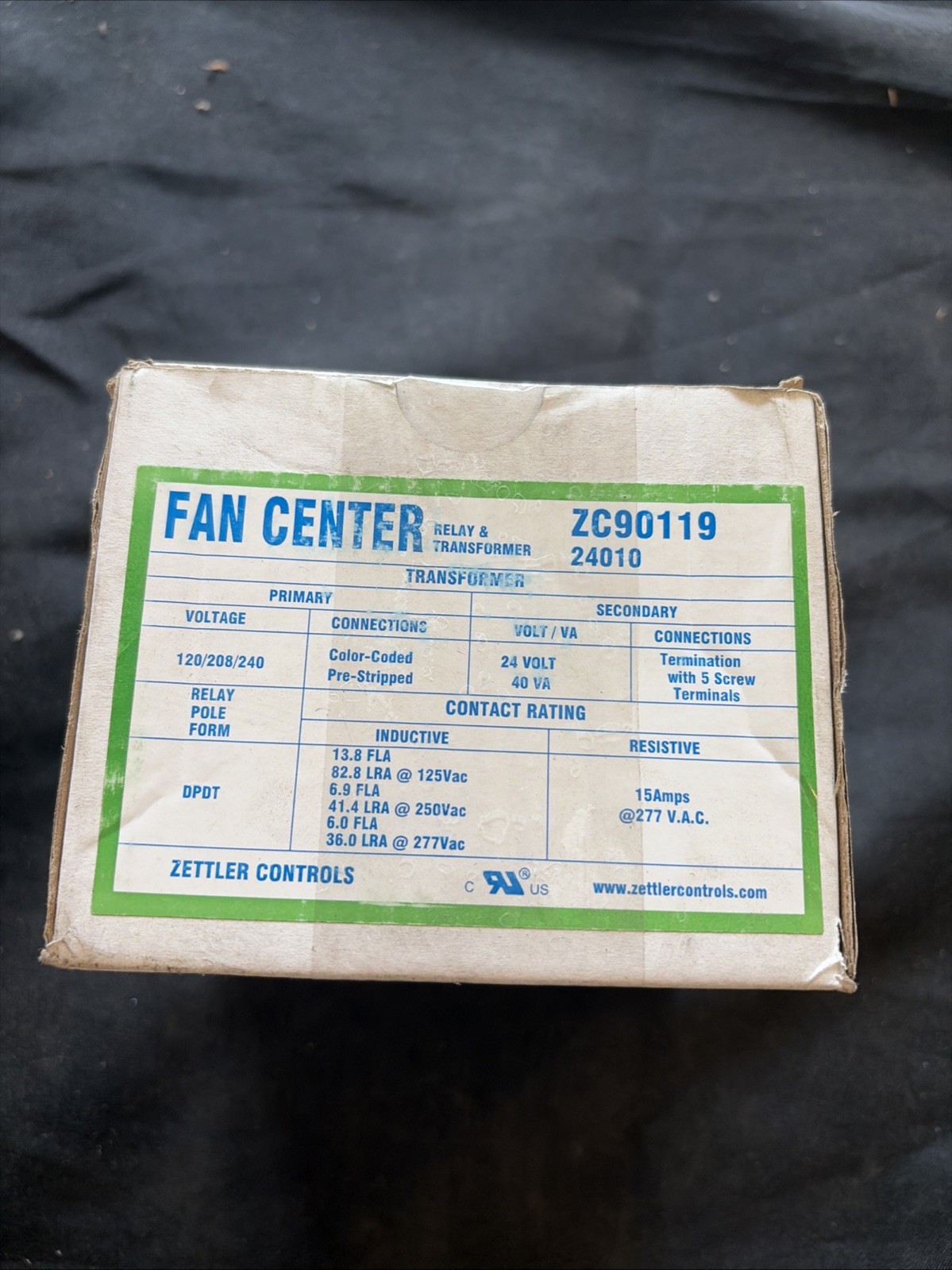 ZC90119 ZETTLER CONTROL MARS 24010 FAN CENTER RELAY and TRANSFORMER —— NEW