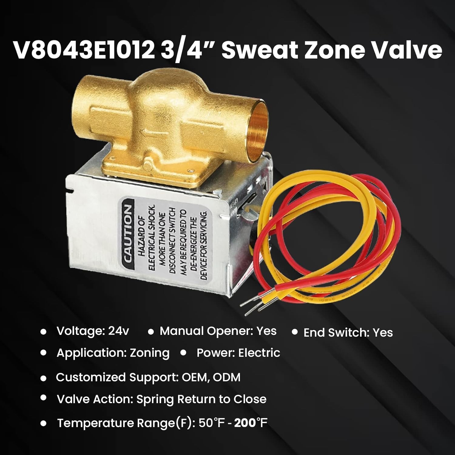 V8043E1012 Motorized Zone Valve for Honeywell, 3/4 Sweat Connection, Replaces V8
