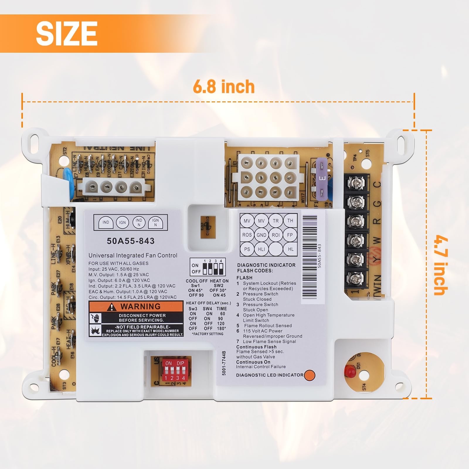 50A55-843 Furnace Control Circuit Board Replacement for Lennox White Rodgers