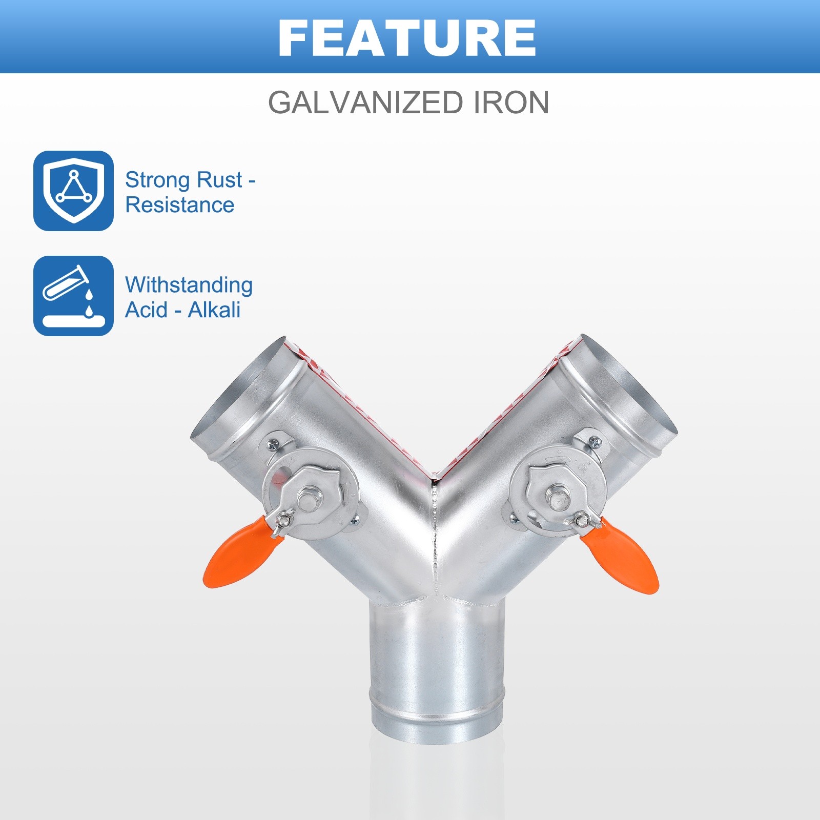 4 Inch OD 3 Way Splitter Y-Shaped Manual Volume Damper for Vents Fans