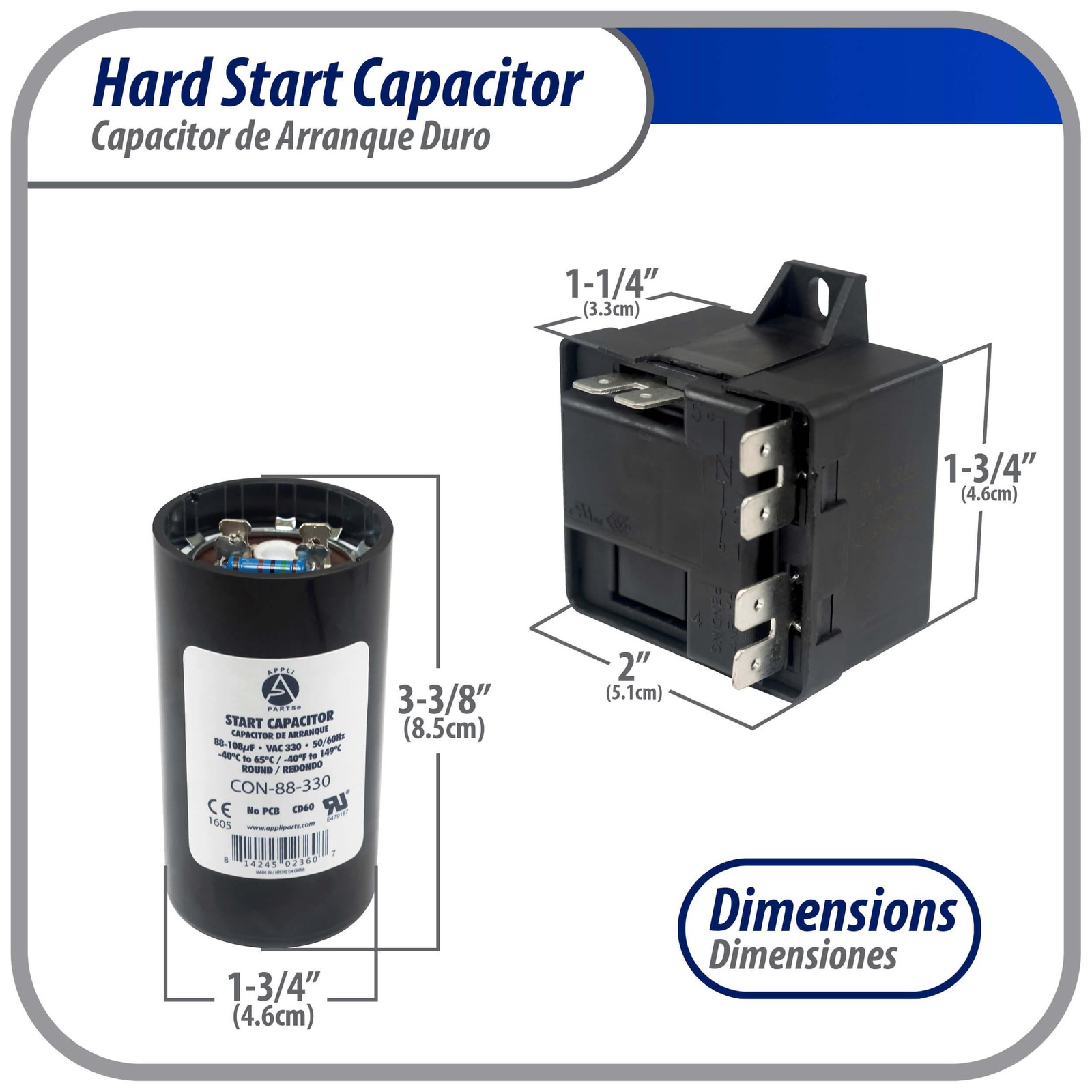 Appli Parts APHS-1 1 to 3 TON Hard Start kit 208-244 V, 1 Ph for air conditioner