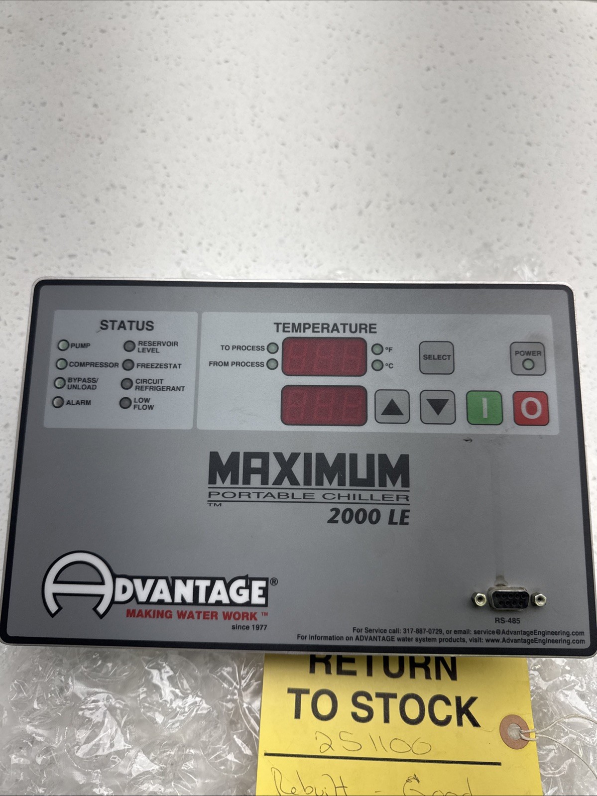 Advantage Maximum Chiller Control Board Interface 2000LE Factory Refurb