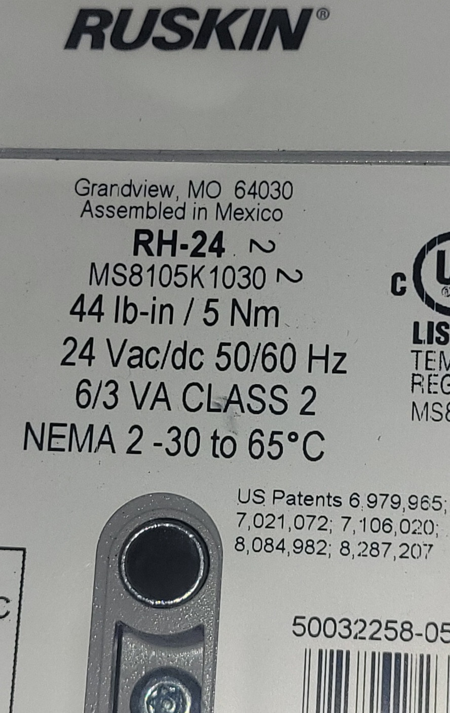 Ruskin RH-24 Direct Coupled Actuator