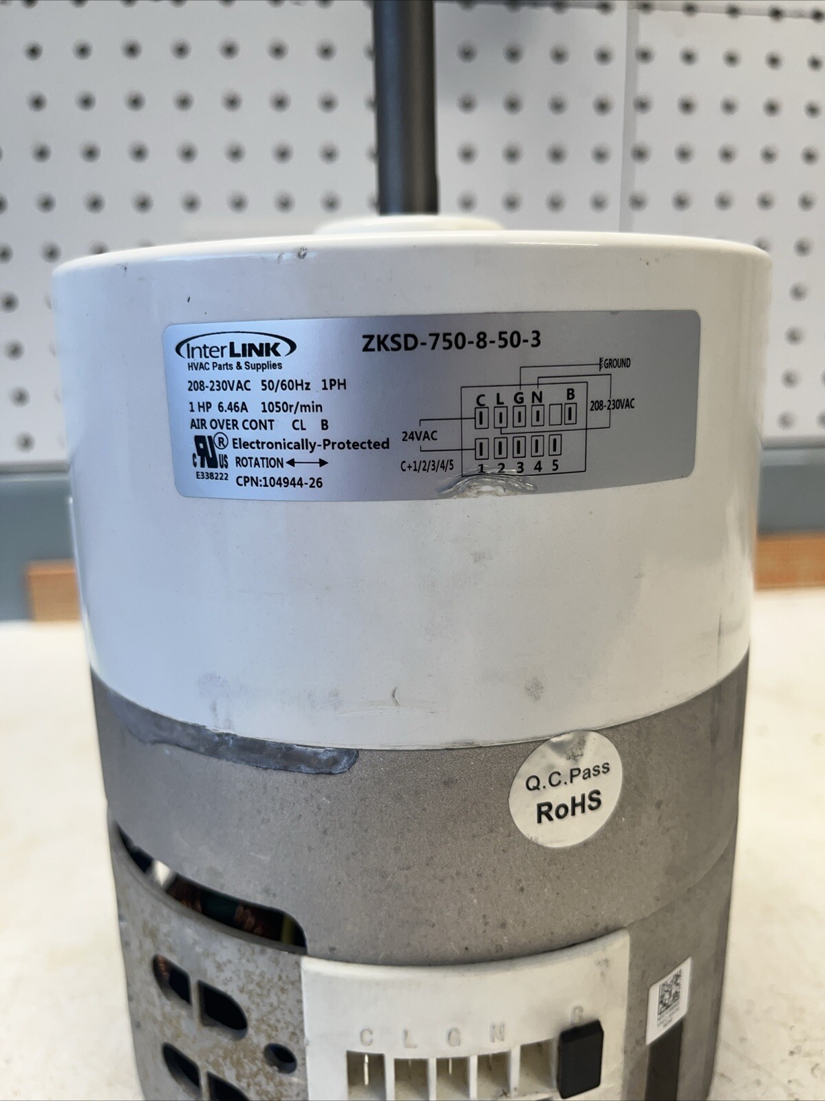 INTERLINK HVAC BLOWER MOTOR ZKSD-750-8-50-3 LB-100647AN 10944-26 101206-08
