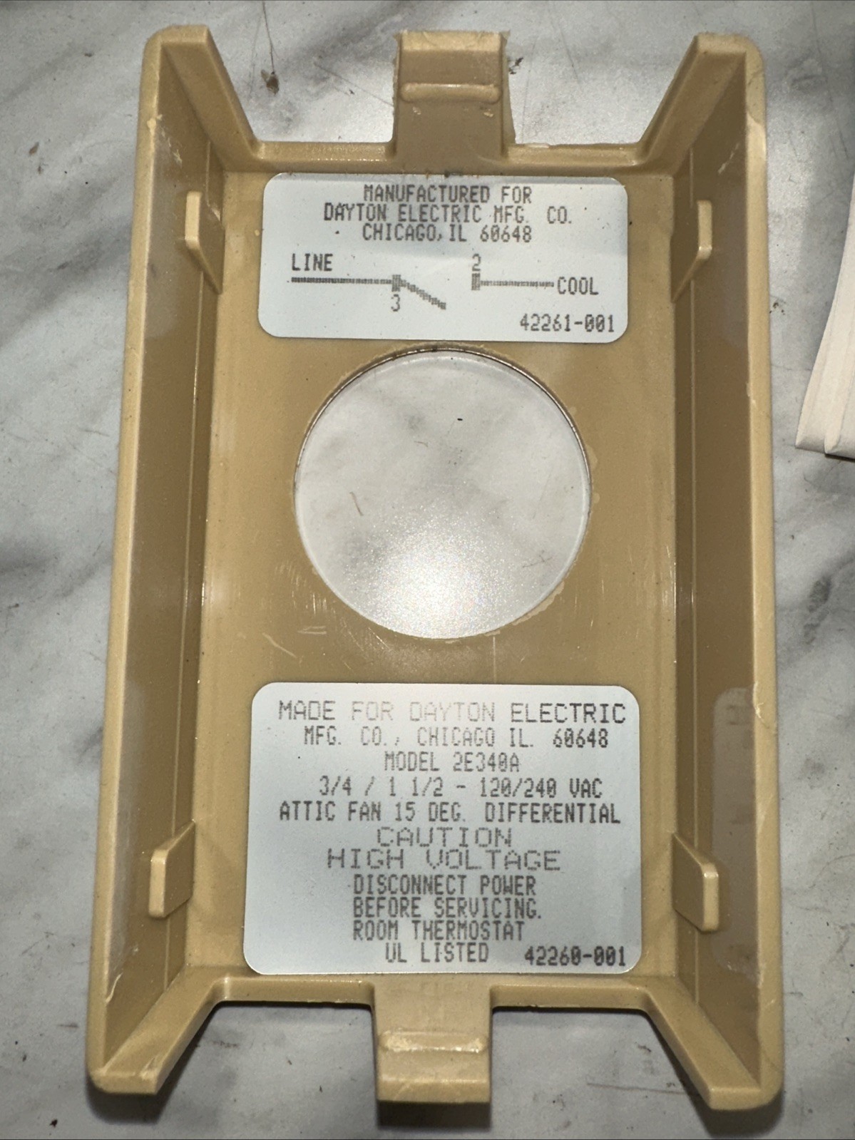 Dayton Attic Fan Thermostat 2E340A