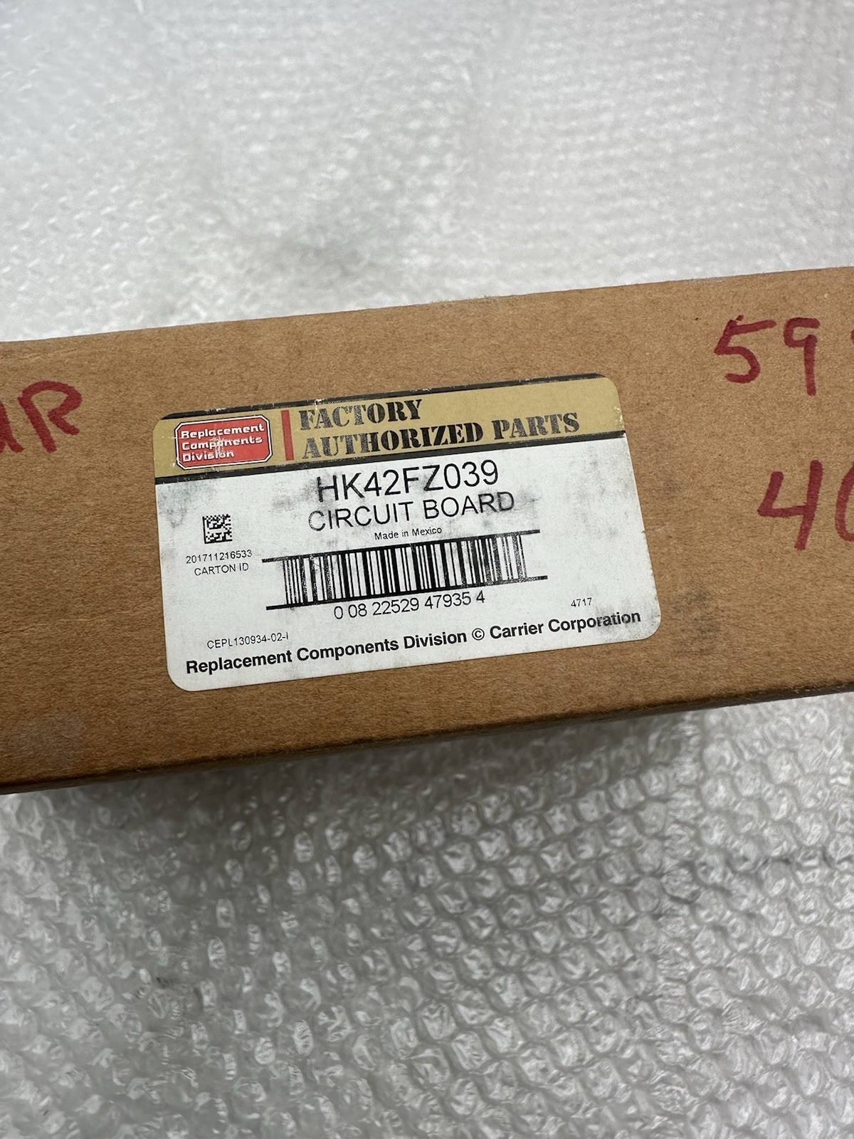Carrier Corp HK42FZ039 replacement furnace control board- NEW, Open Box