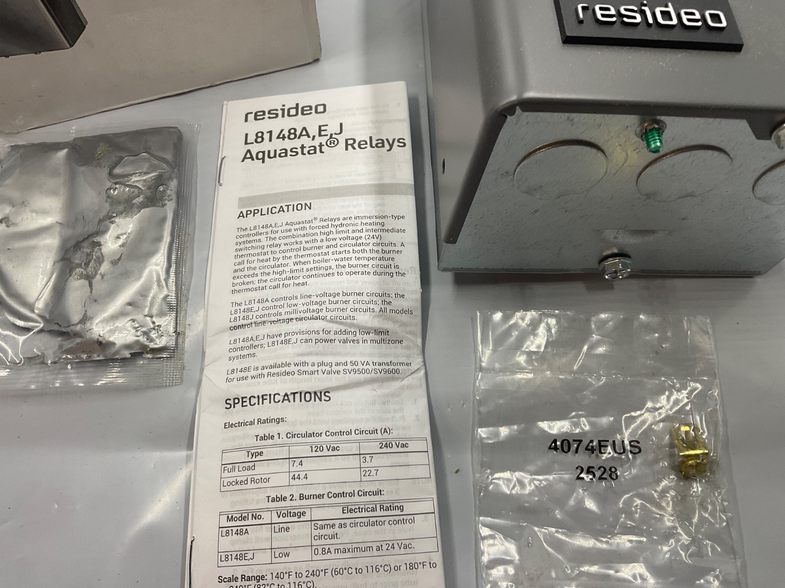 Resideo L8148E1265 Aquastat Relay 24v 60hz 180˚F to 240˚F