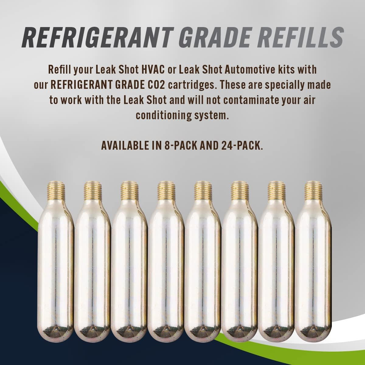 – Leak Shot Refrigerant Grade CO2 Refill Cartridges (8 Pack) – Refill for the Le