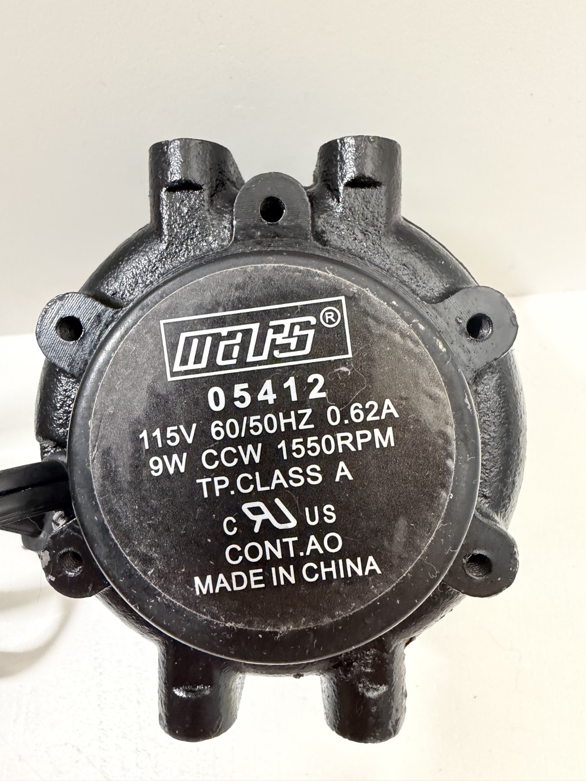 MARS 05412 Bearing Motor 115V, 9W, 1550 RPM Cast Iron Shaded Pole Unit
