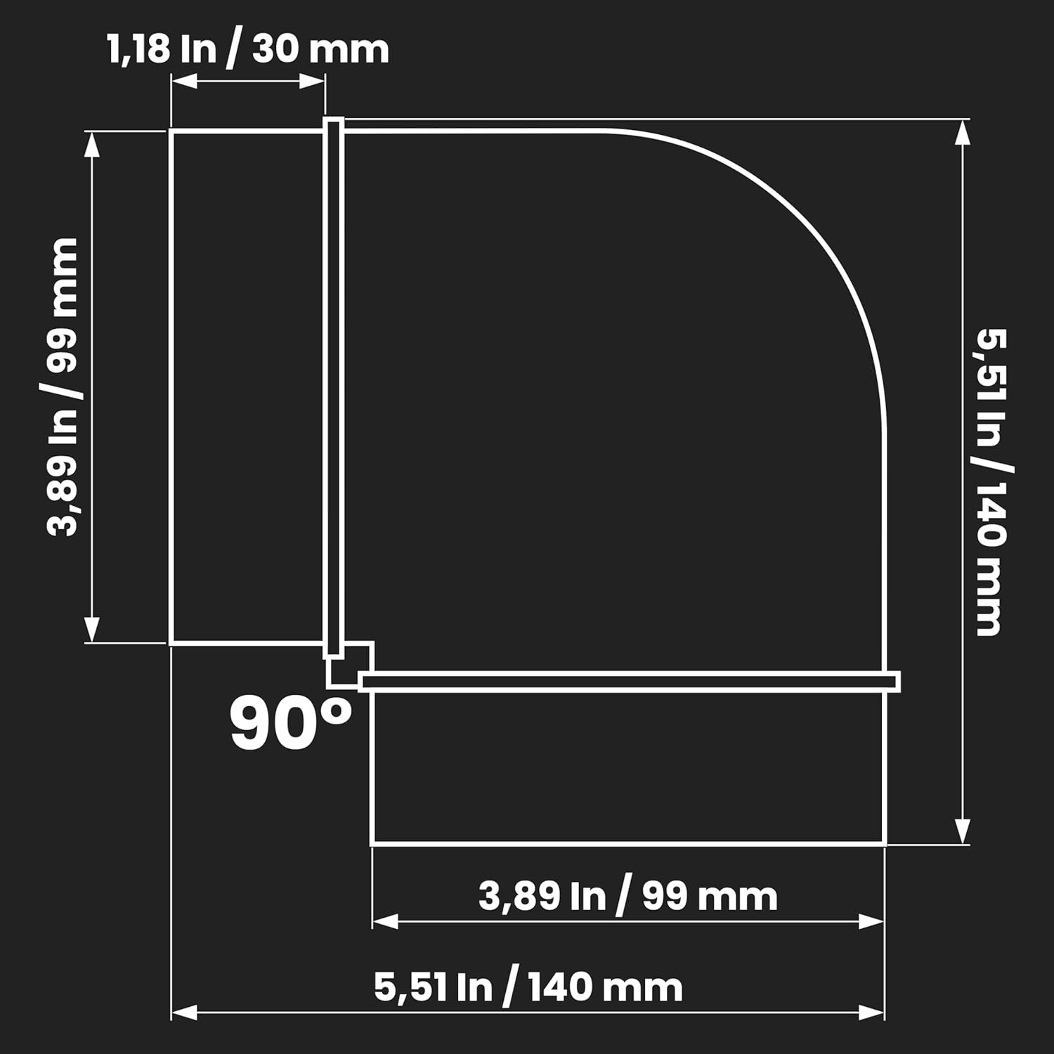 90 Degree 4 Inch Duct Elbow Pipe Connector – Round Flexible, Rigid PVC Pipe, Duc