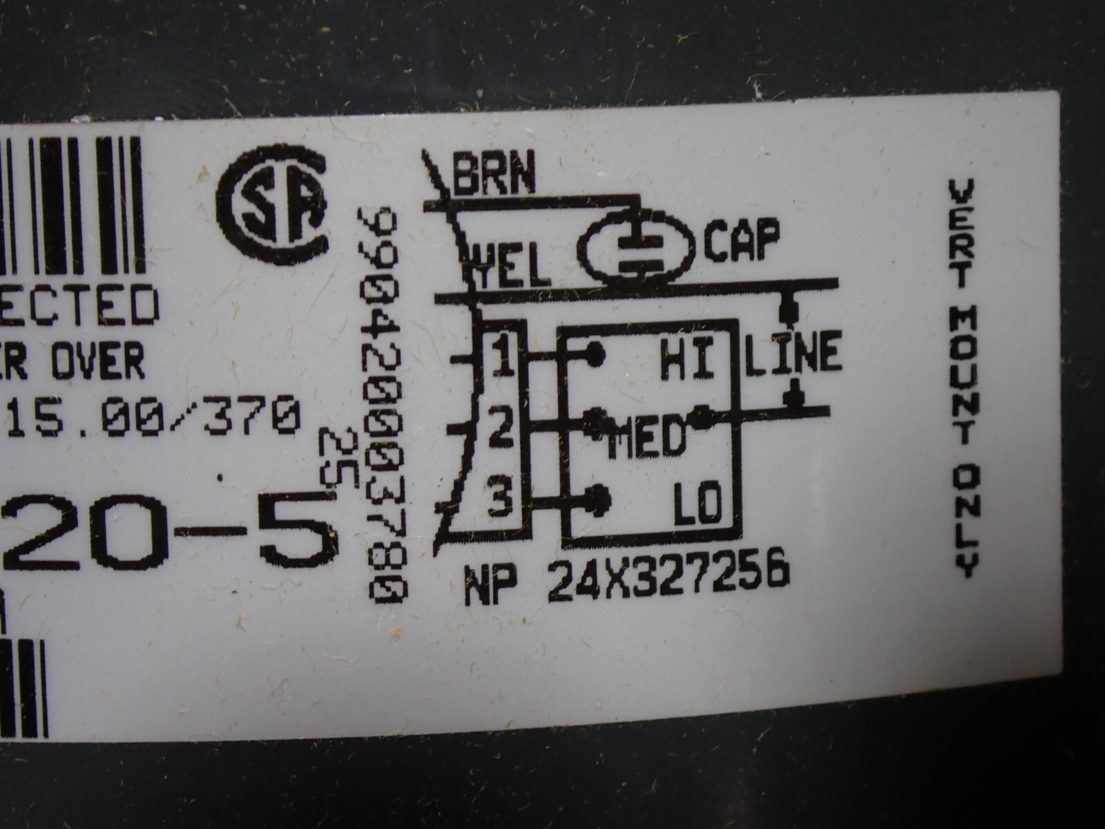 HC45ME234 3/4HP GE 1075 RPM 3 SPEED MOTOR NEW