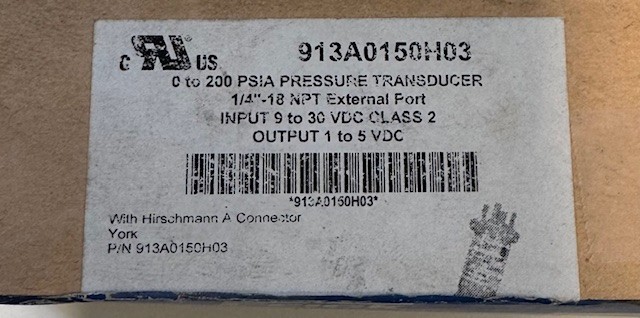 Frick Pressure 913A0150H03 0- 200 psia 1/4″-18 NPT Output 1 to 5 VDC Ships FREE