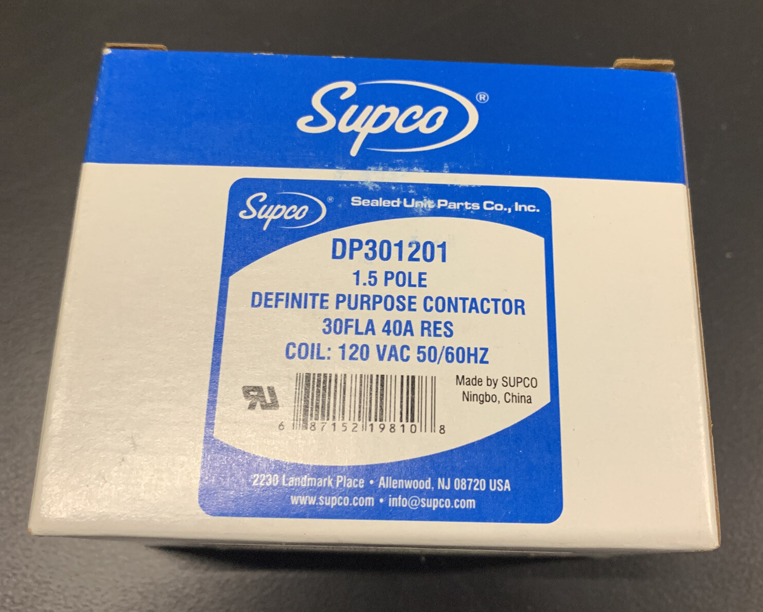 SUPCO CONTACTOR 30A 120V 2-POLE DP301201