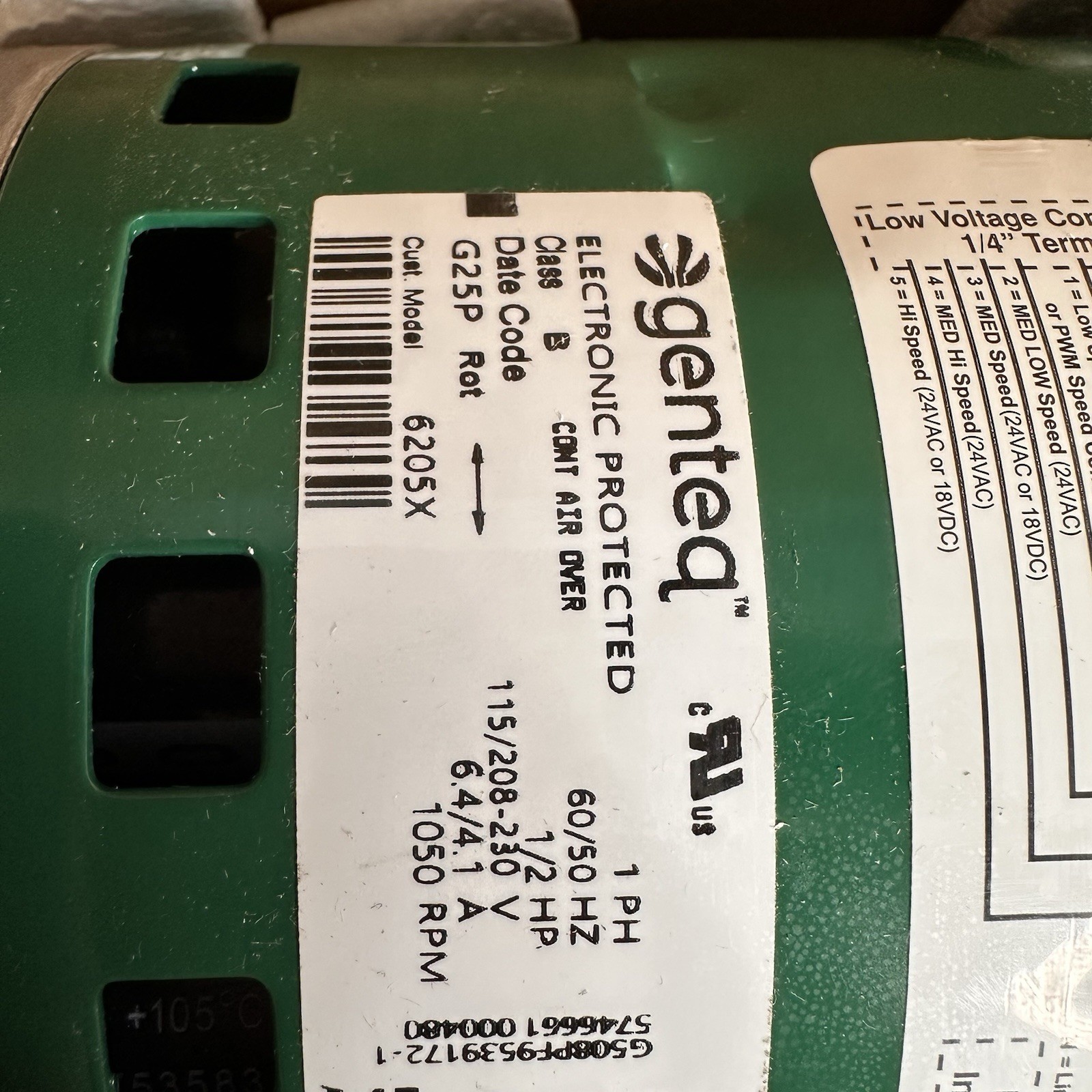 Regal Evergreen ECM Motor 6205X for Carrier HD44AE156 Genteq X13 ECM 1/2 HP
