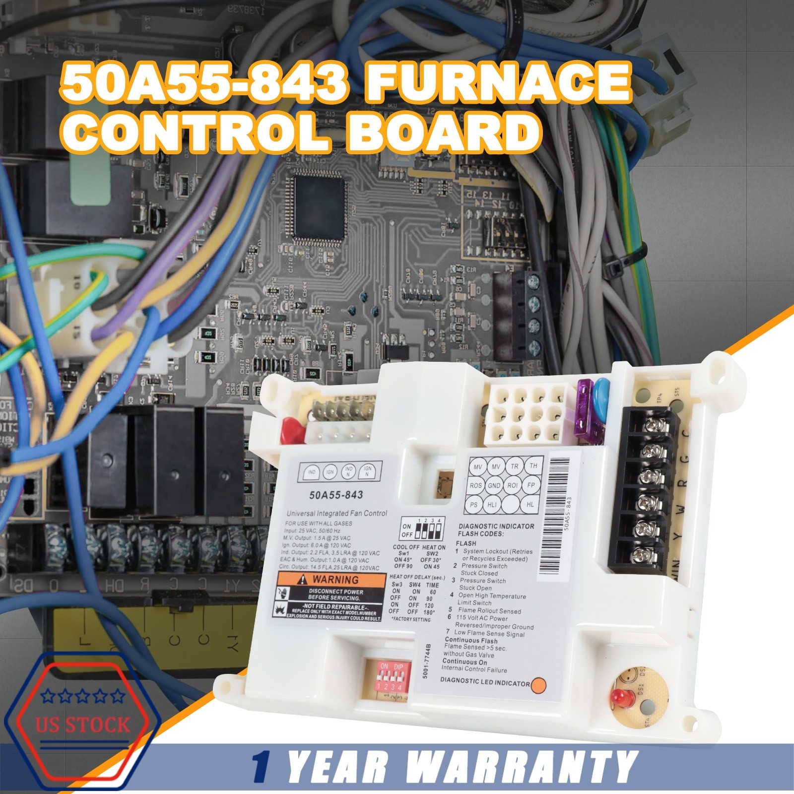 Integrated Furnace Control Board NEW For White Rodgers Lennox 50A55-843