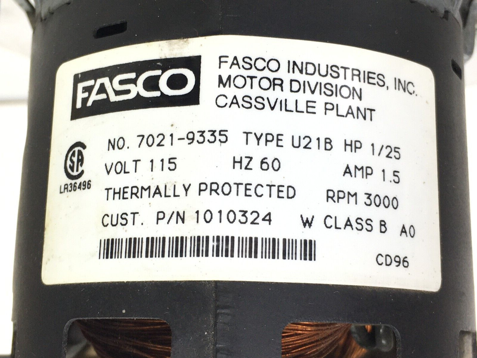 FASCO 7021-9335 Draft Inducer Blower Motor Assembly 1010324 used #MD264