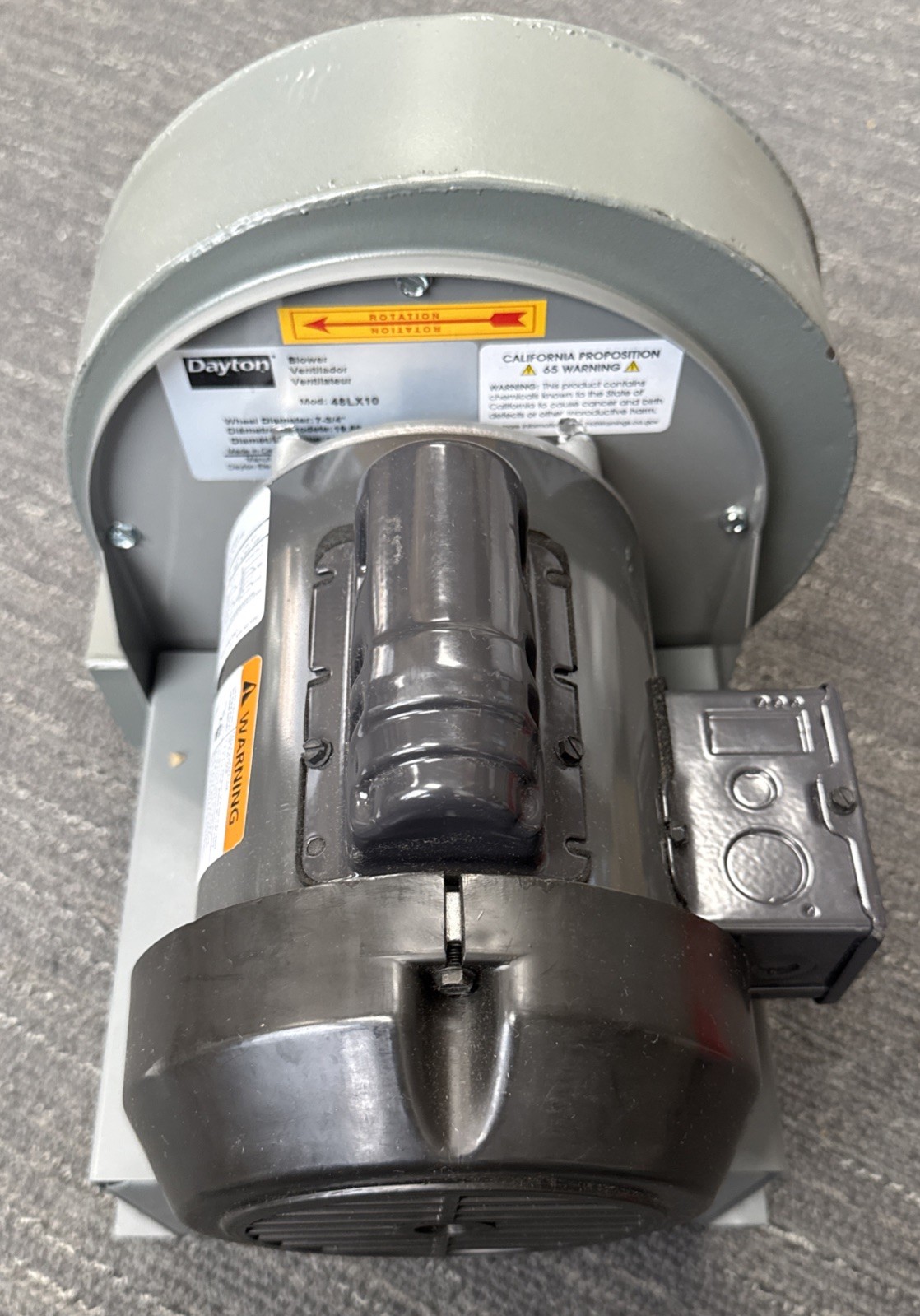 Dayton 48LX10 High Pressure Blower Wheel, Direct Drive Radial Blade 7-3/4 in Dia