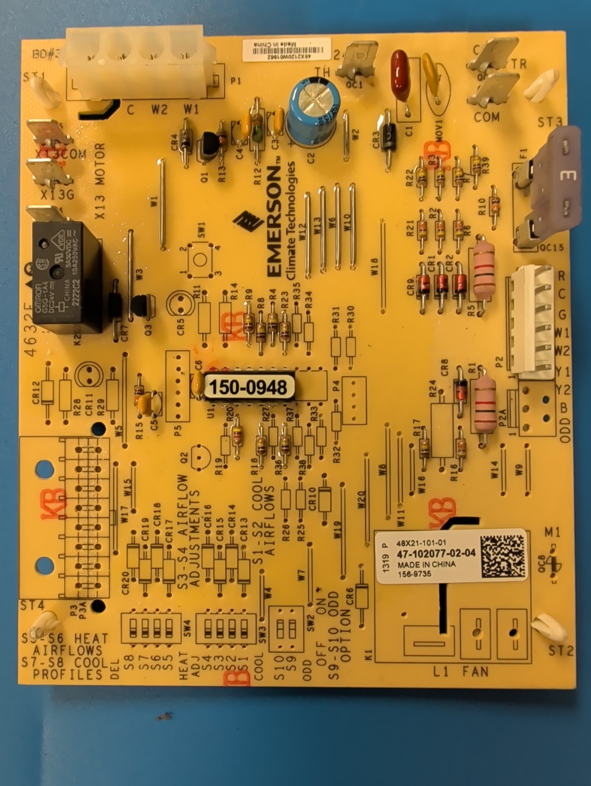 Rheem Emerson Air Handler Control Board 47-102077-02-04 156-9735