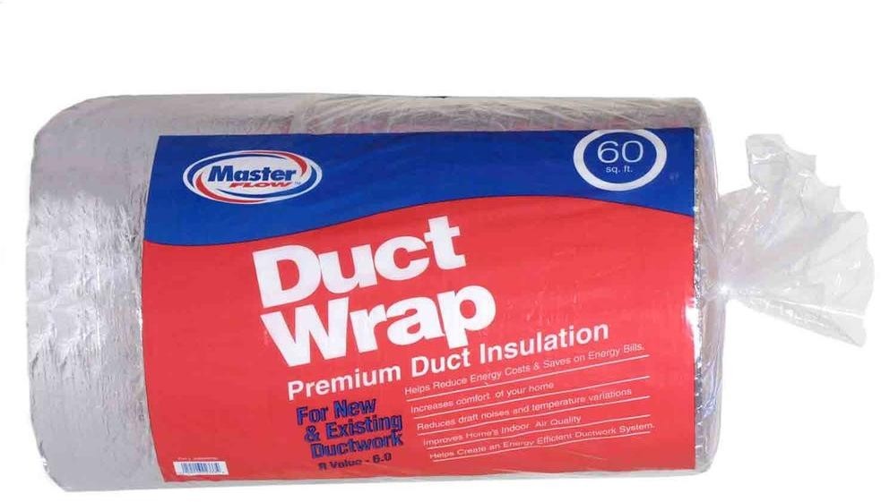 60 sq ft. R-6 Premium Fiberglass Insulated Insulation Duct Wrap System Roll HVAC