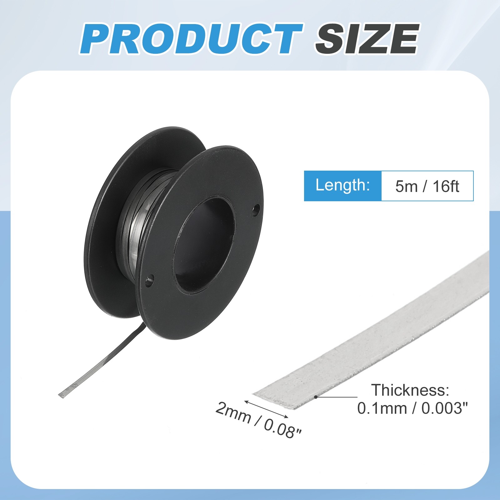 Nichrome Flat Heater Wire 16ft(5m)x0.1mmx2mm High Temp Wire Black,Silver