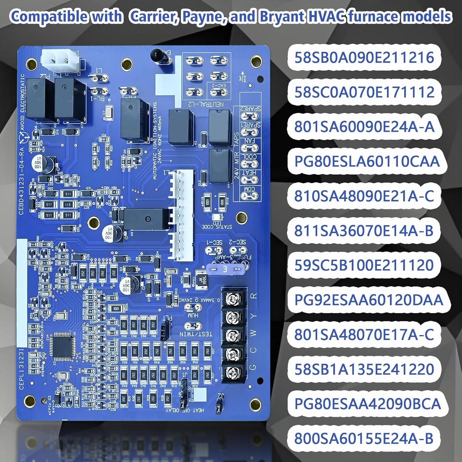 HK42FZ086 Control Board Compatible with Carrier, Payne, Bryant HVAC Furnace