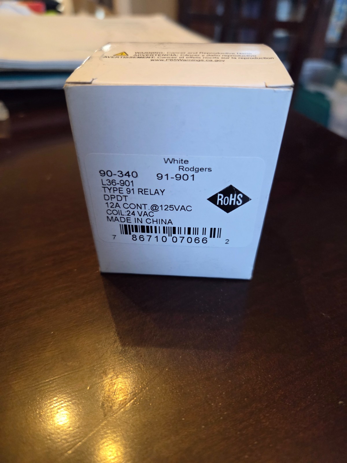 White Rodgers 90-340 Switching Fan Relay, DPDT, 24V