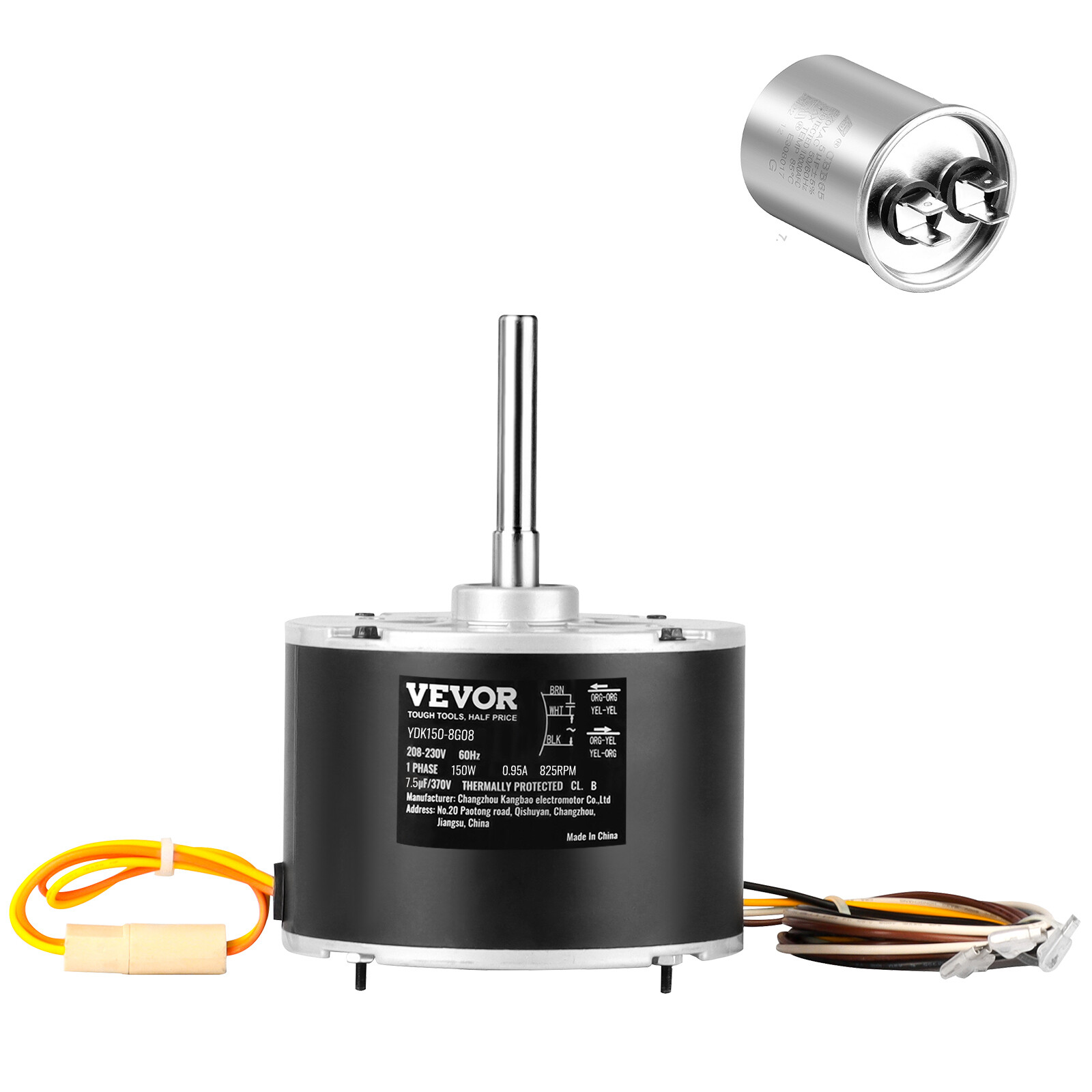 VEVOR Condenser Fan Motor 1/5HP 825RPM 0.95A 208-230V 5KCP39GFS166S3S003
