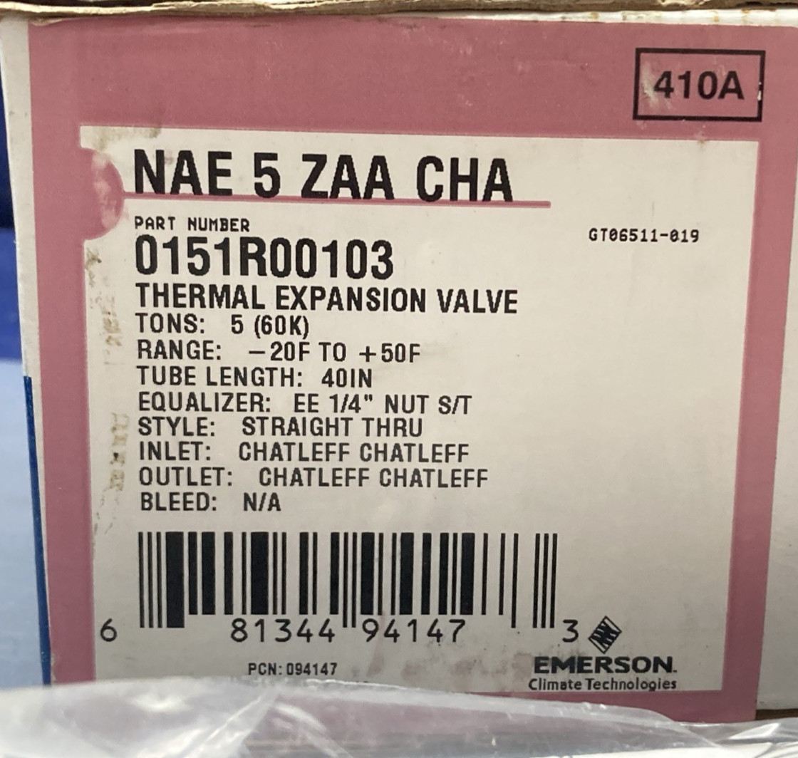 NEW GENUINE EMERSON 151R00103 Thermal Expansion Valve Kit NAE 5 ZAA CHA