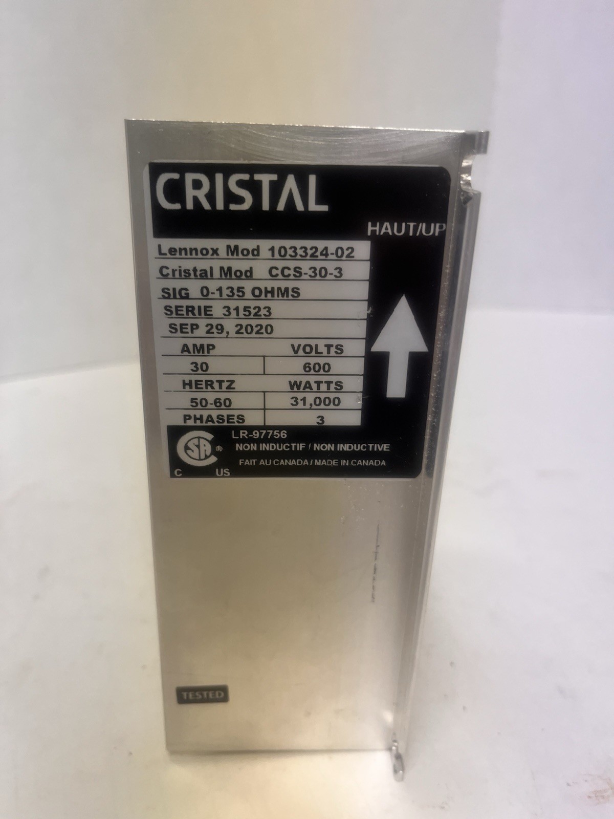 Lennox Model 103324-02 /Cristal Model CCS-30-3 / Control-SCR Switch 30A 3PH