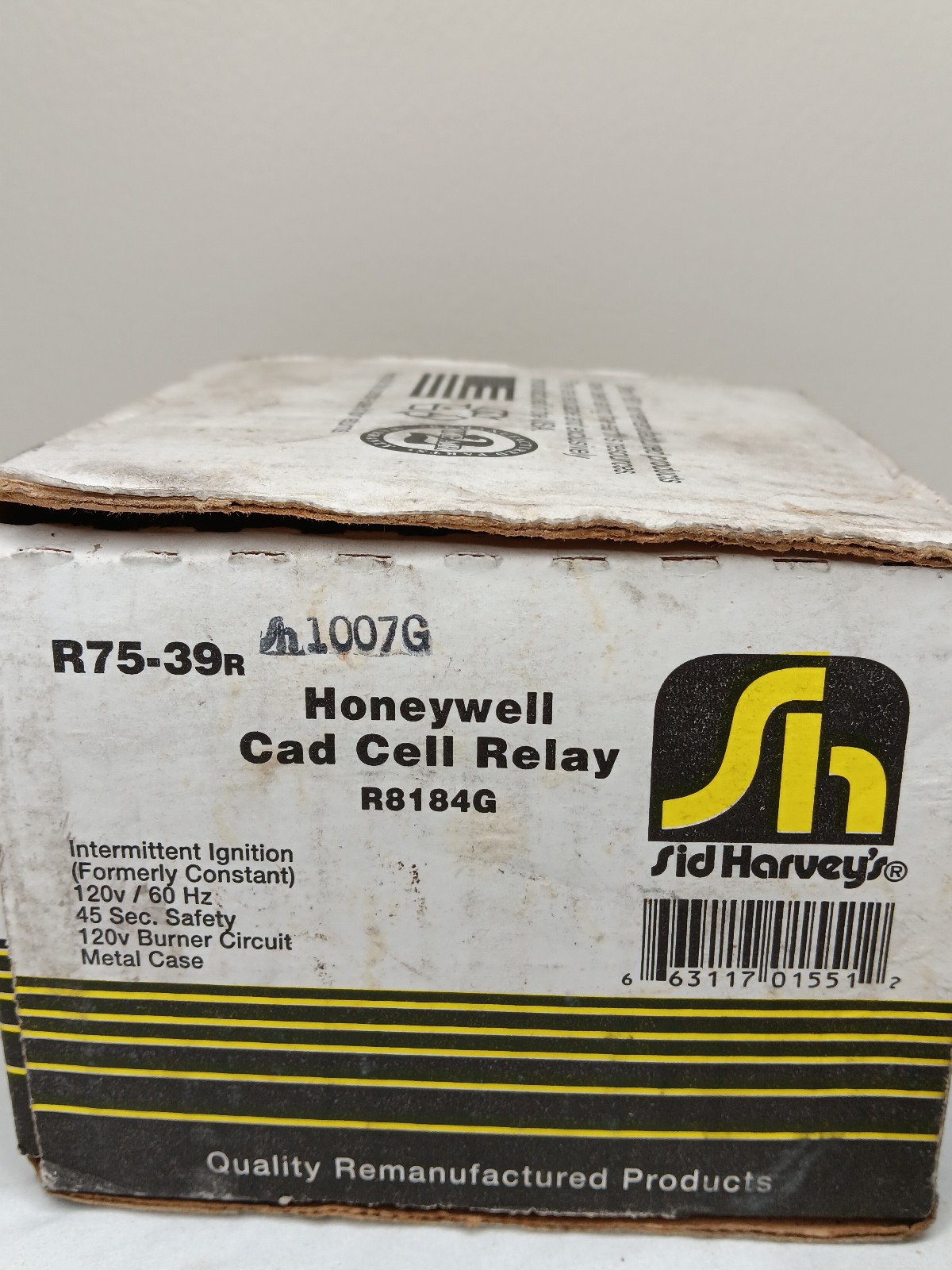 Sid Harvey’s R75-39R, Honeywell R8184G Burner Control CAD Cell Relay, 45 Sec.